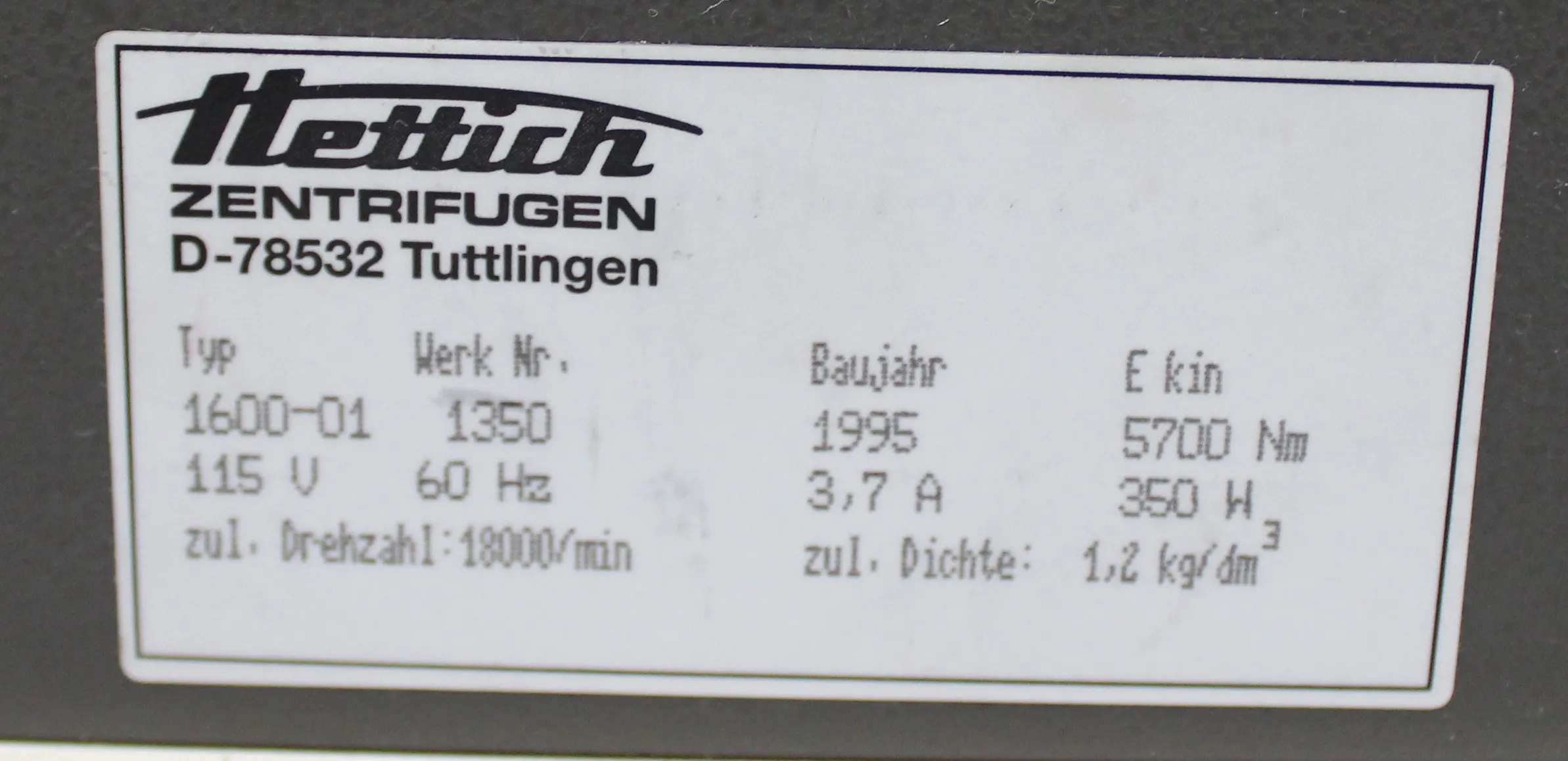 Hettich Zentrifugen Universal 16 Benchtop Centrifuge