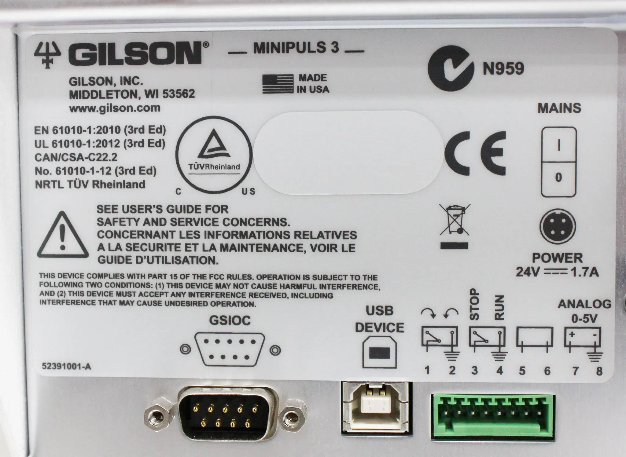 Gilson MiniPuls 3 High Performance Low Pulse Peristaltic Pump