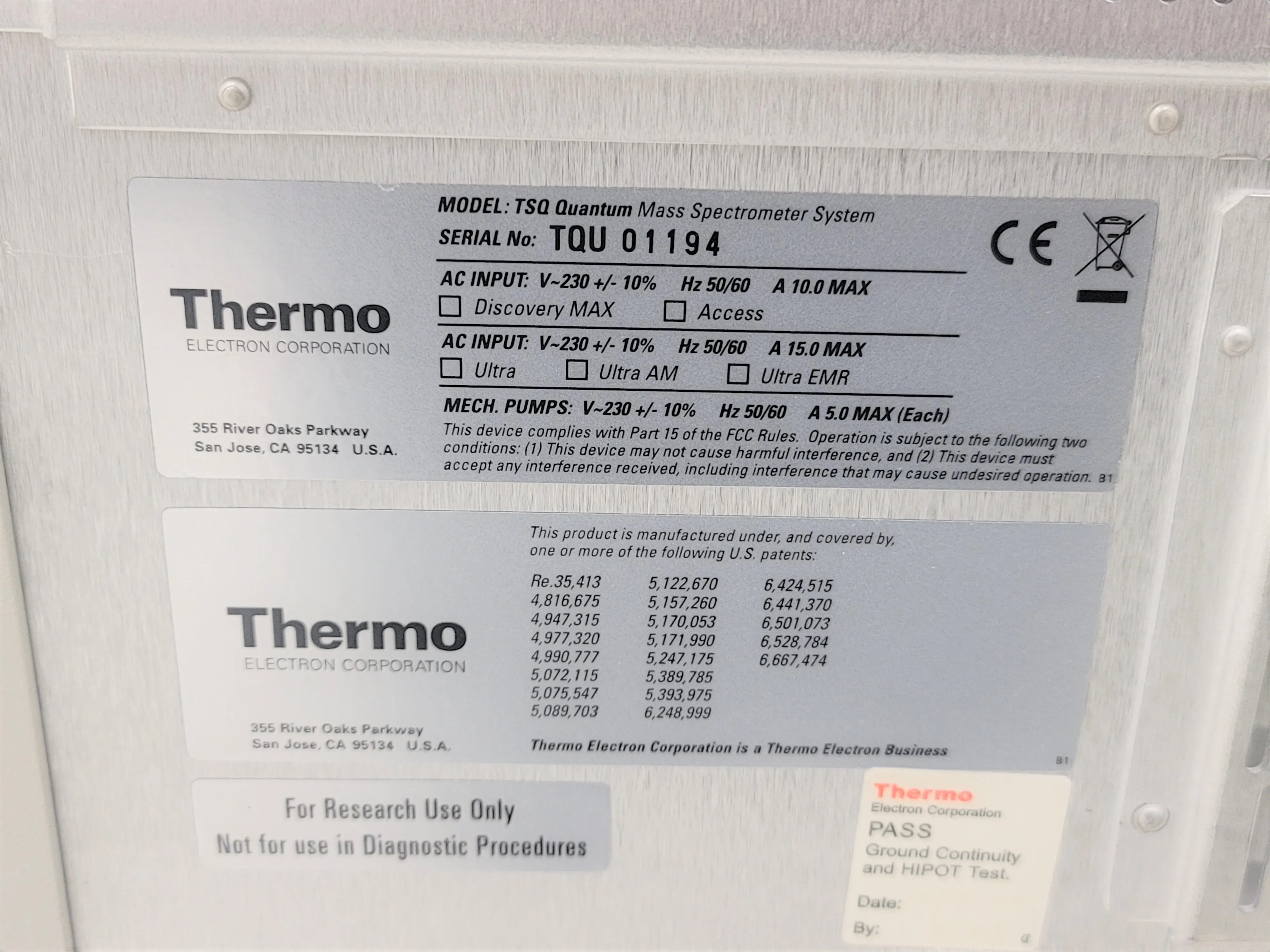 Thermo Scientific TSQ Quantum Ultra Triple Quadrupole Mass Spectrometer TQU0119