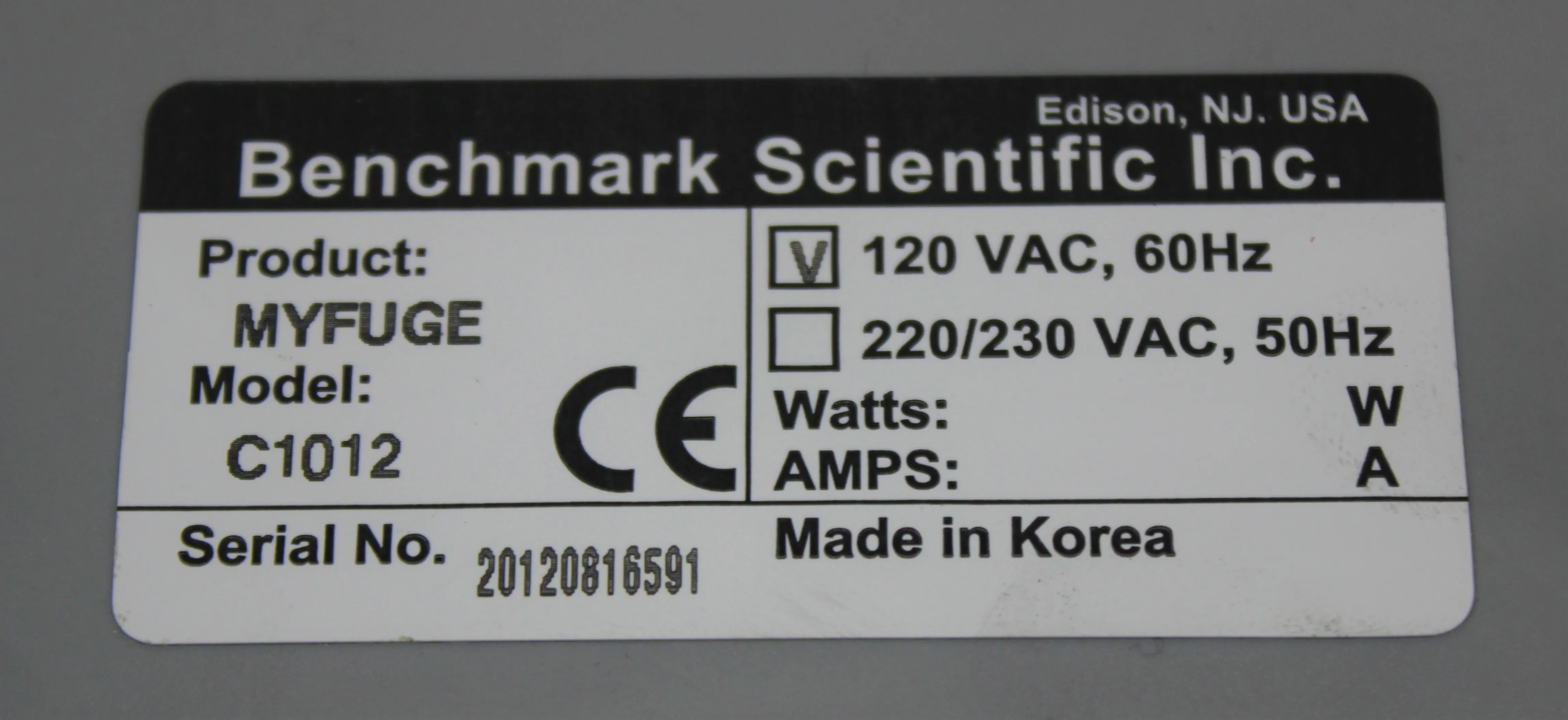 Benchmark Scientific MyFuge C1012 Microcentrifuge