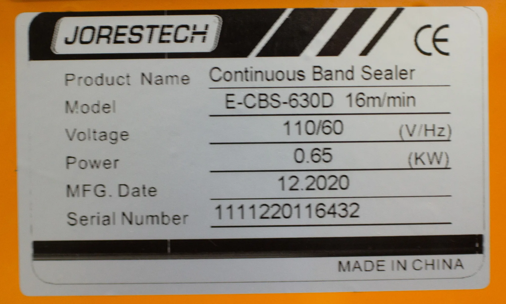 Jorestech Continuous Band Sealer E-CBS-630D