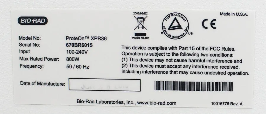 Bio Rad protein Interaction Array System ProteOn XPR36