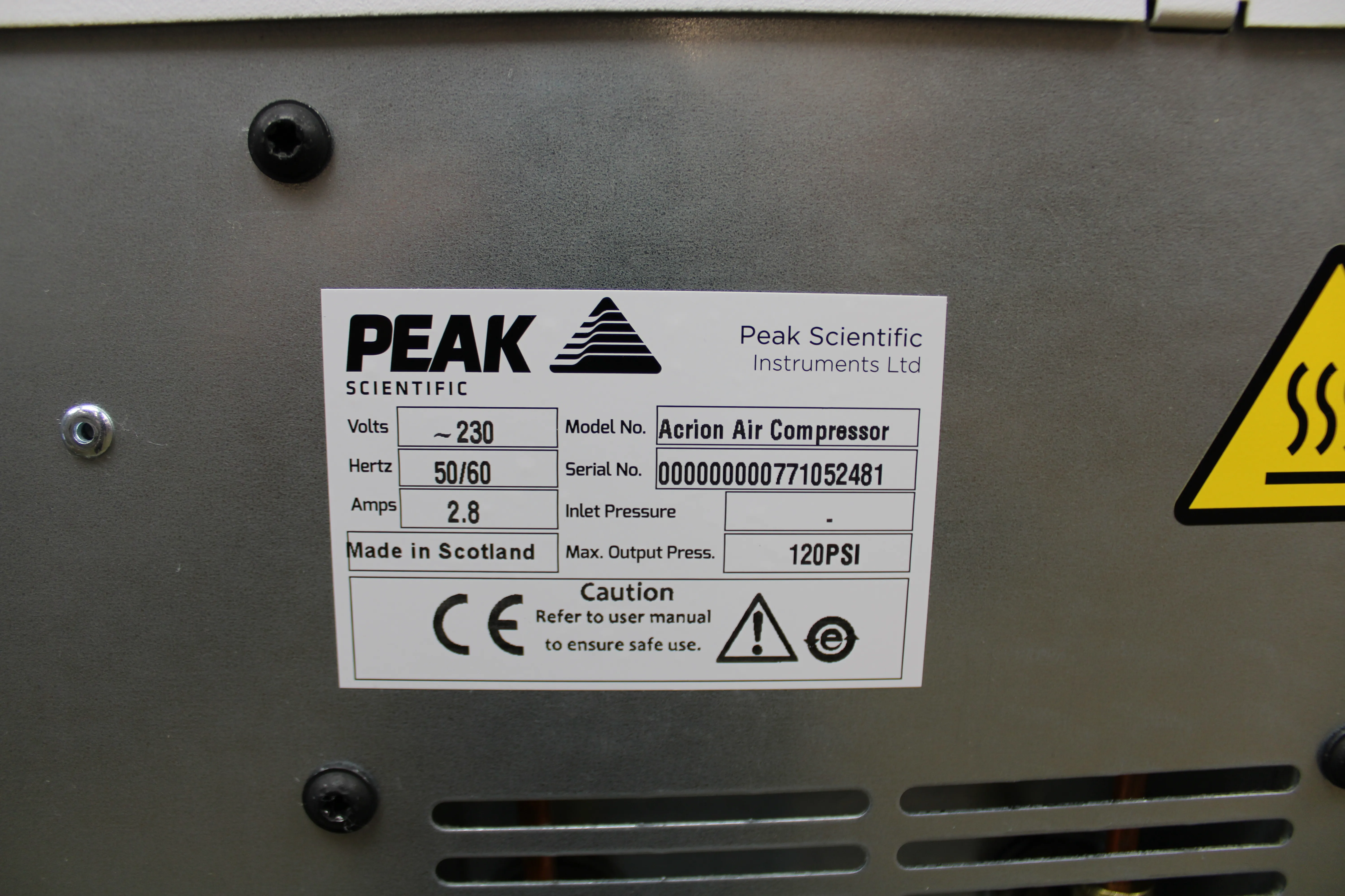 Peak Scientific Acrion N2 Nitrogen Generator & Acrion Air Compressor