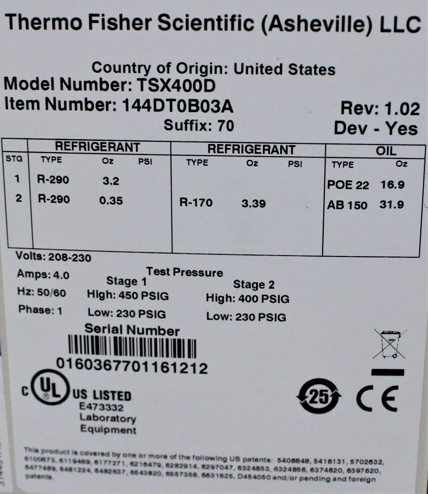 Thermo Scientific TSX400D Ultra-Low Freezer - Used