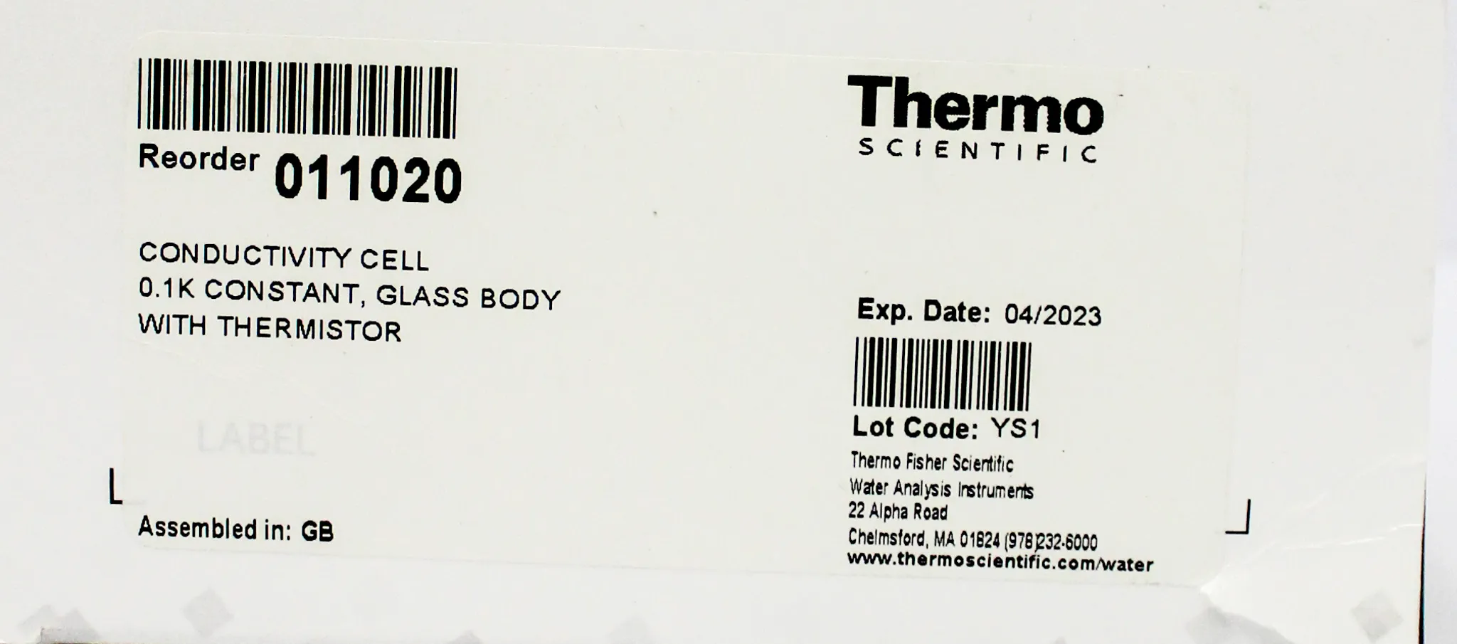 Thermo Scientific Conductivity Cell 0.1 Glass Orion 011020