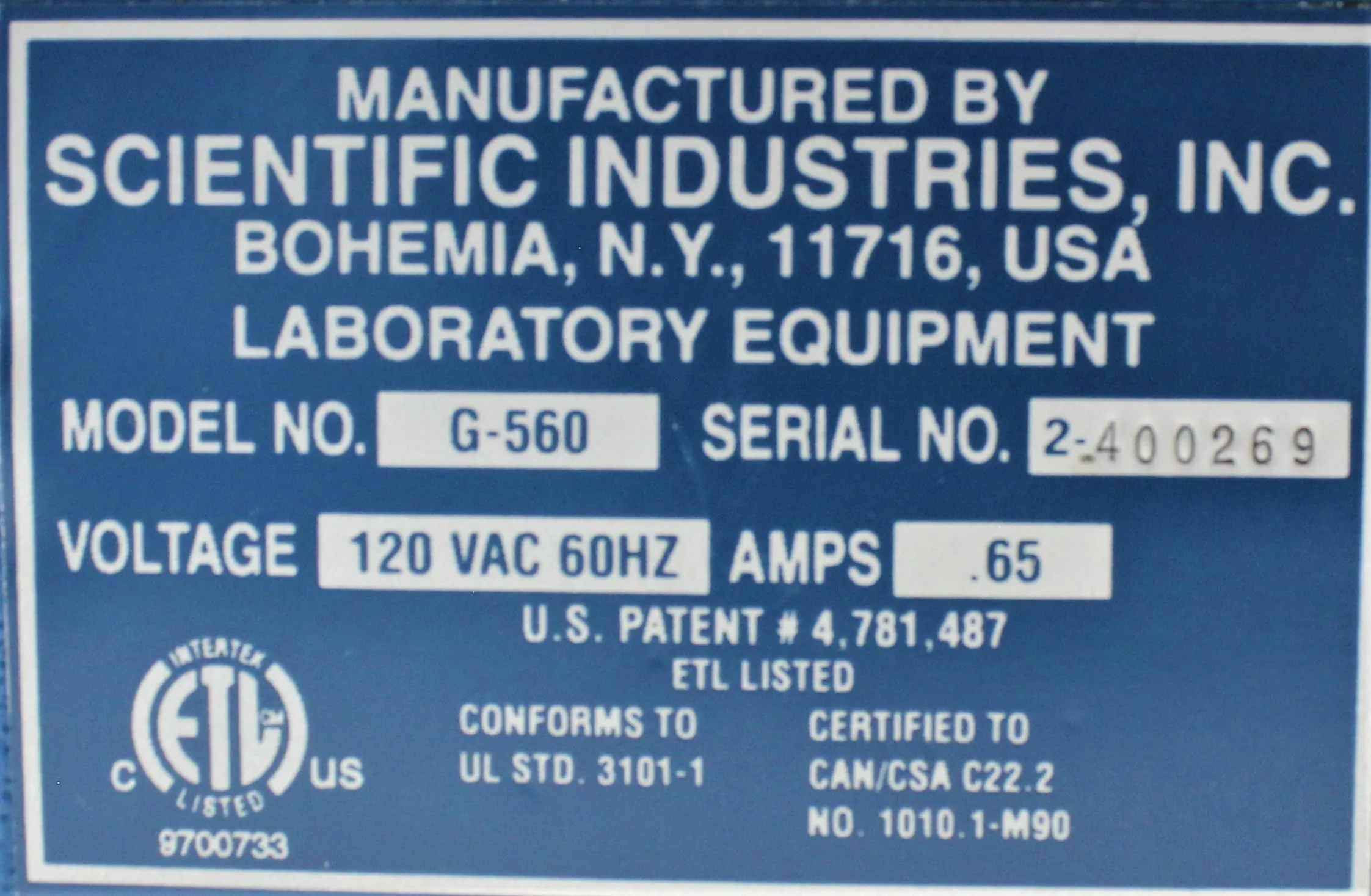 Scientific Industries Vortex-Genie 2 G-560 Laboratory Vortex Mixer