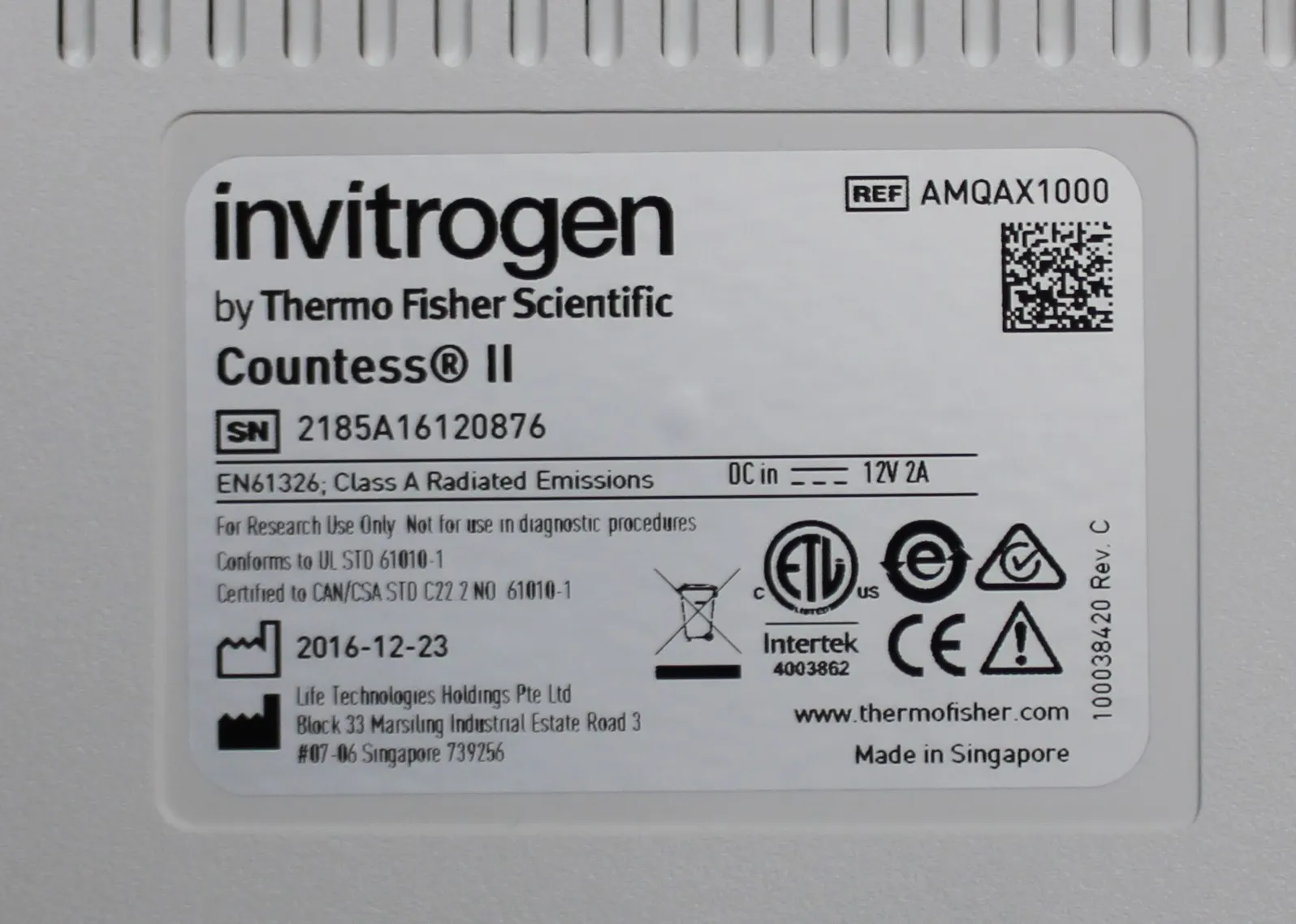 Invitrogen Countess II Automated Cell Counter AMQAX1000 Class 4 - As-Is Used