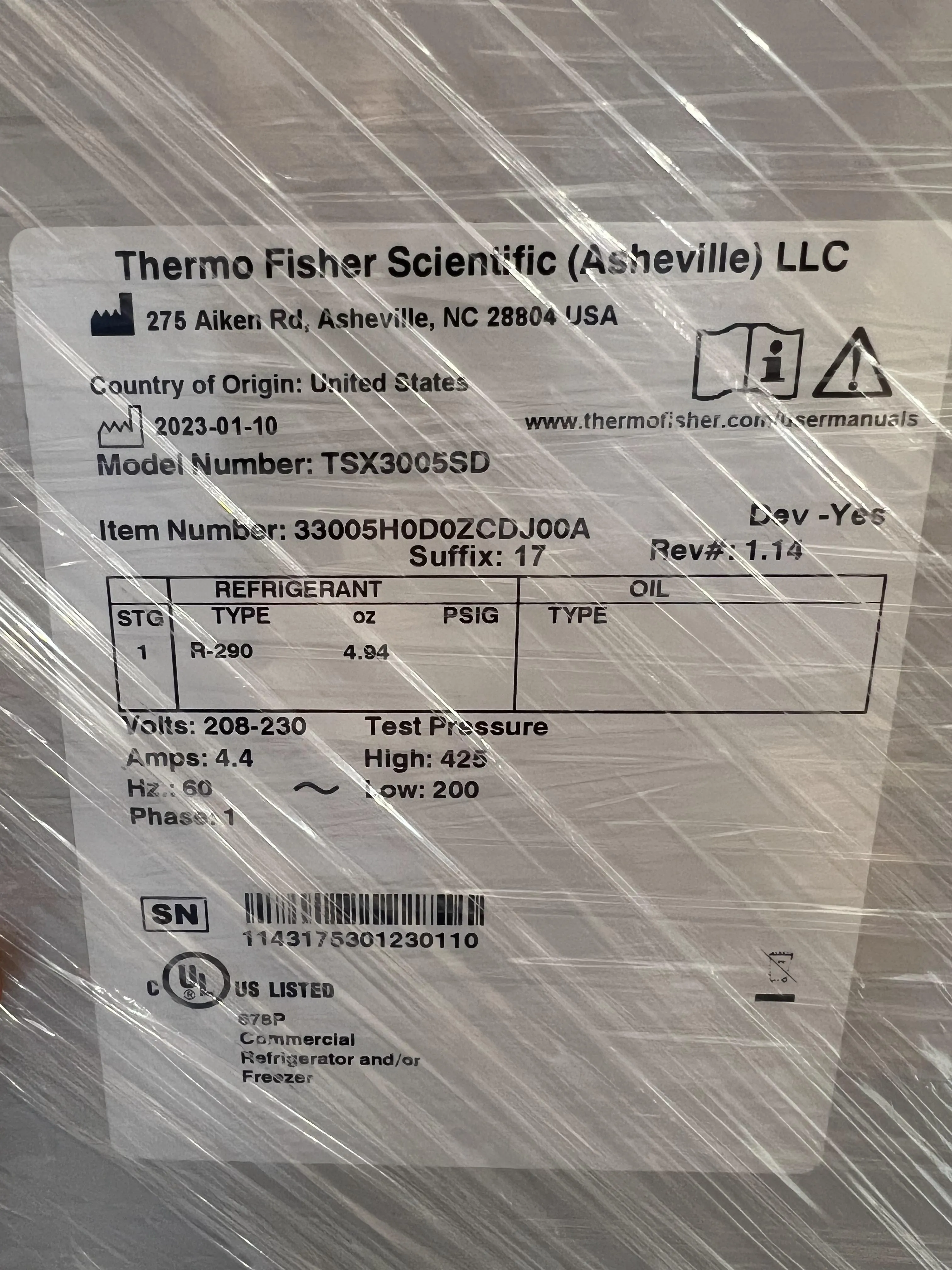 Thermo Fisher Scientific TSX3005SD High Performance Lab Refrigerator