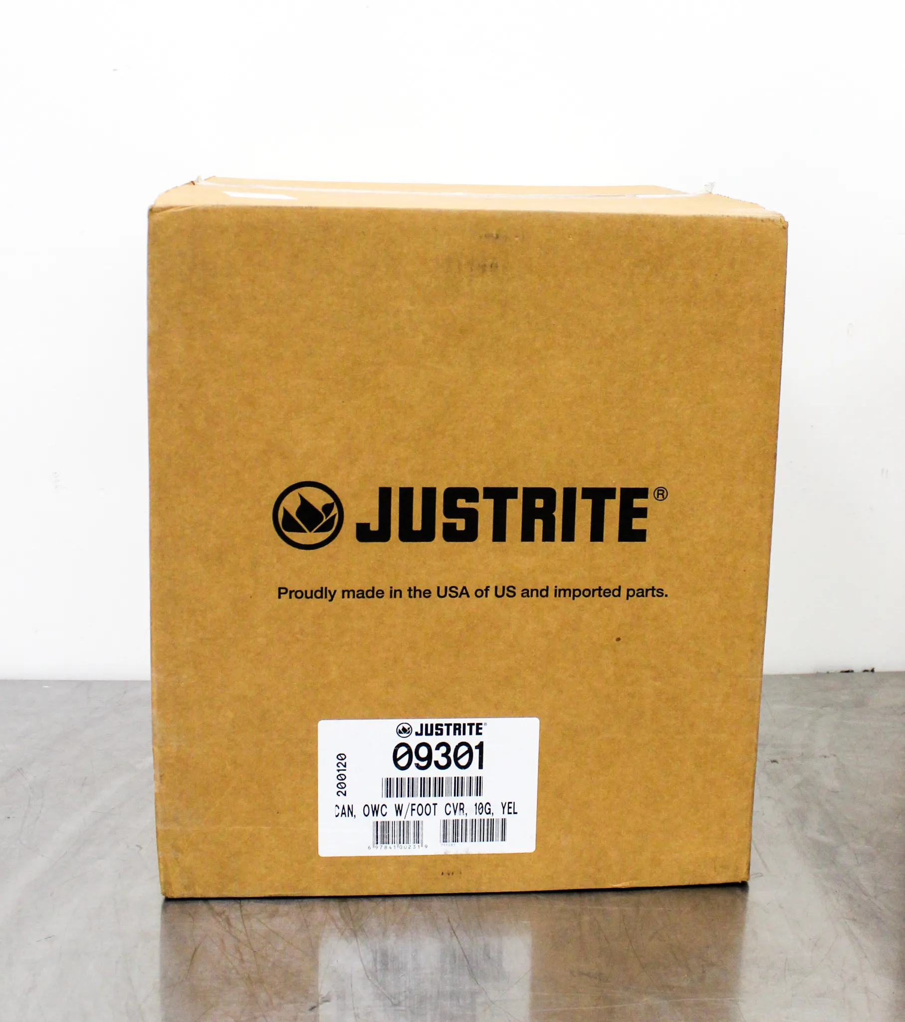 JUSTRITE Yellow 10 Gallon Oily Waste Can 09301