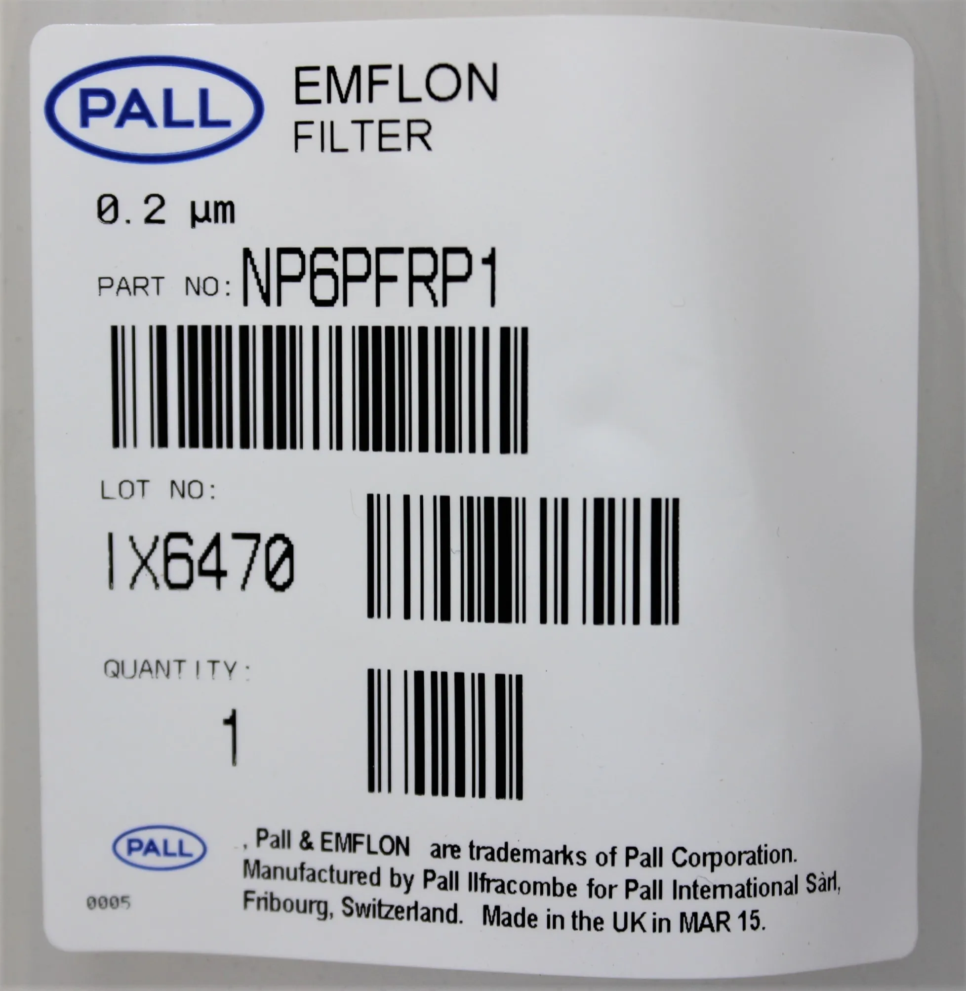 PALL Emflon Filter - 0.2um - NP6PFRP1 - New other