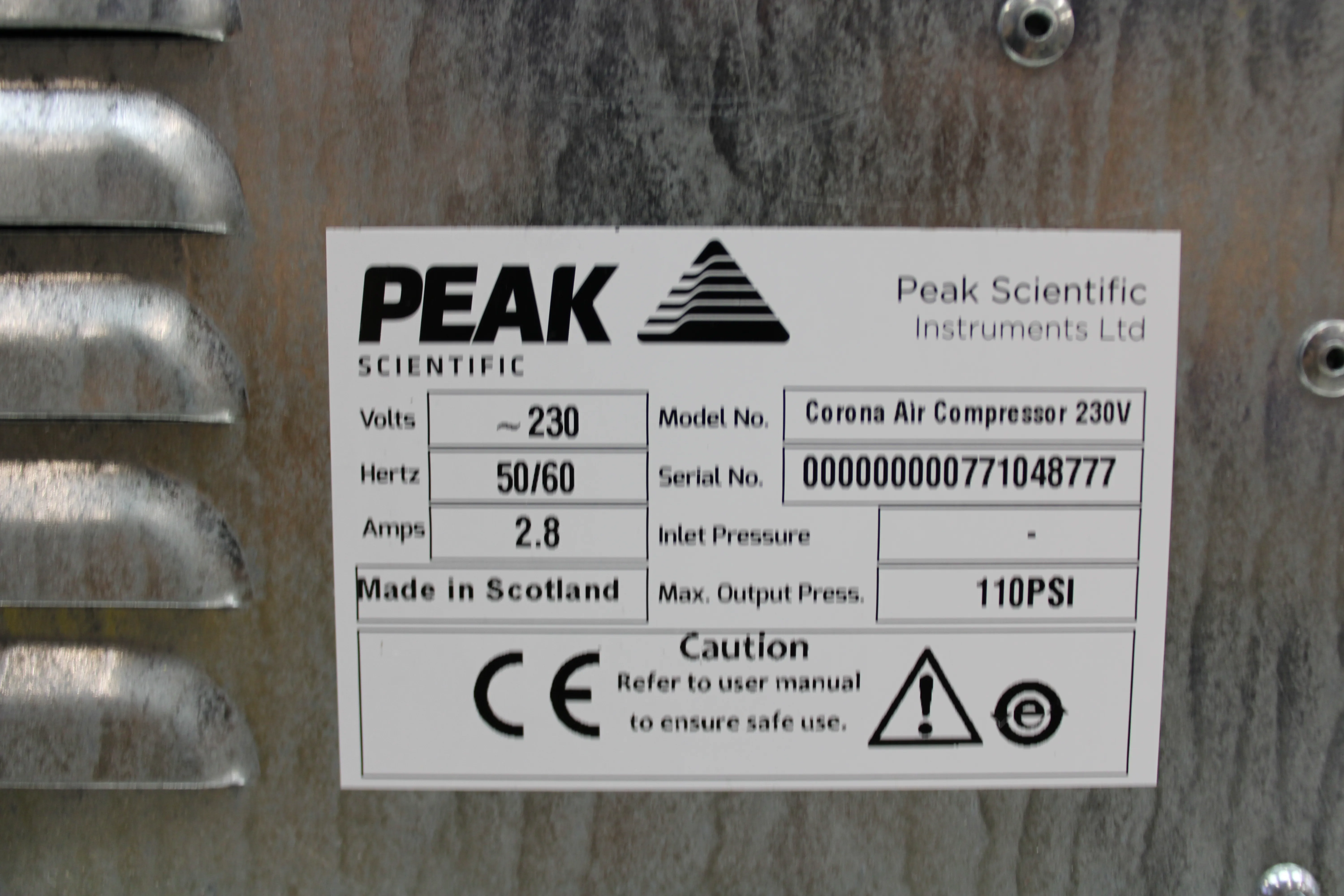 Peak Scientific Corona Air Compressor & Nitrogen Generator