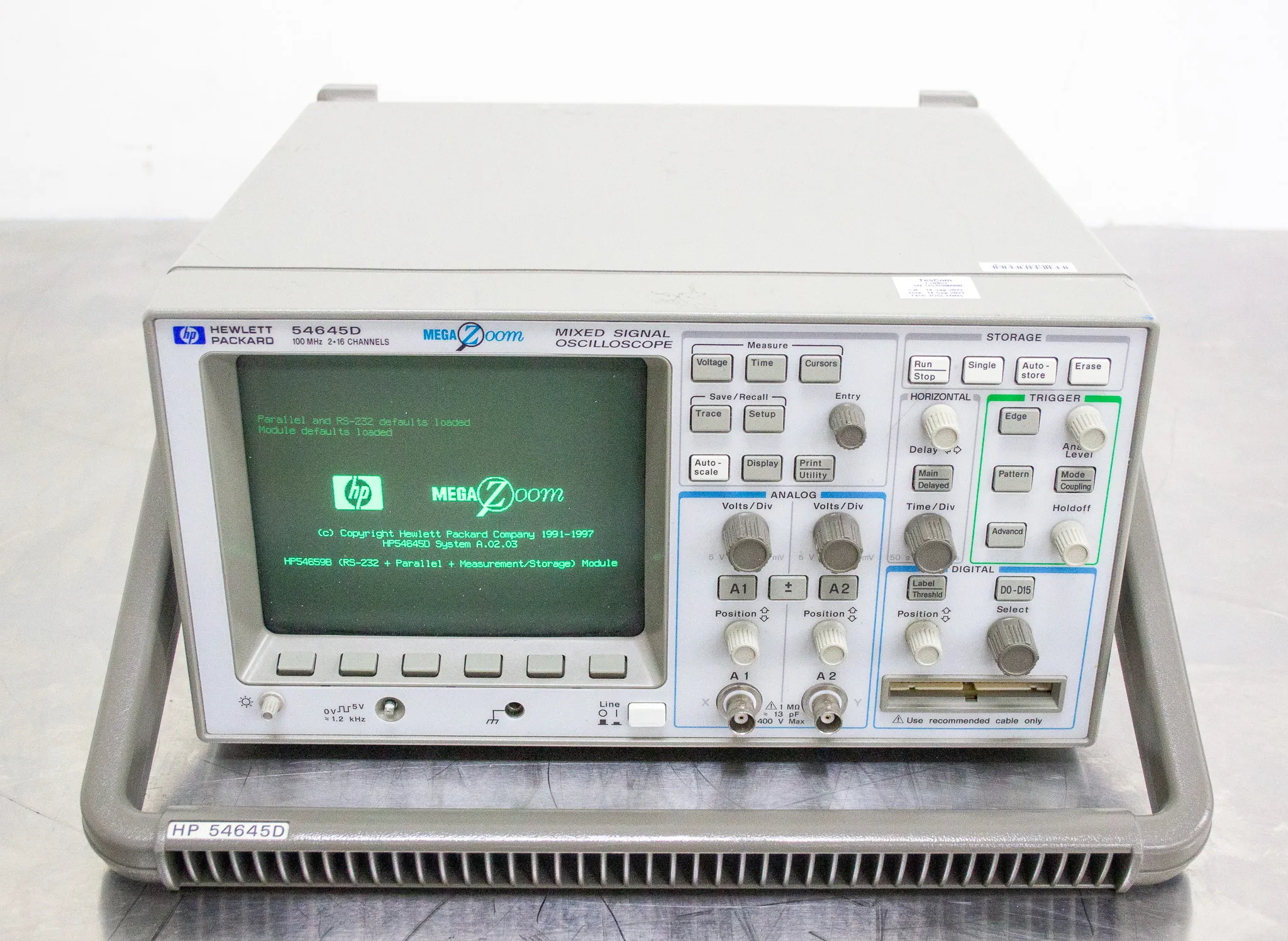 Hewlett Packard 54645D Mixed Signal Oscilloscope w/ 54659B Storage Module