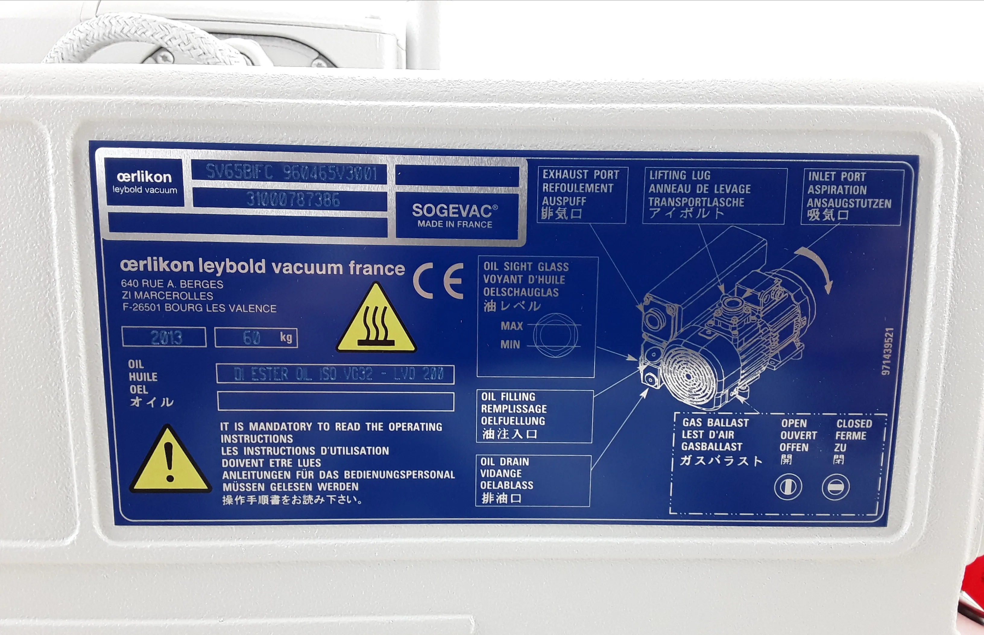 Oerlikon Leybold Vacuum SV65 BI FC Vacuum Pump