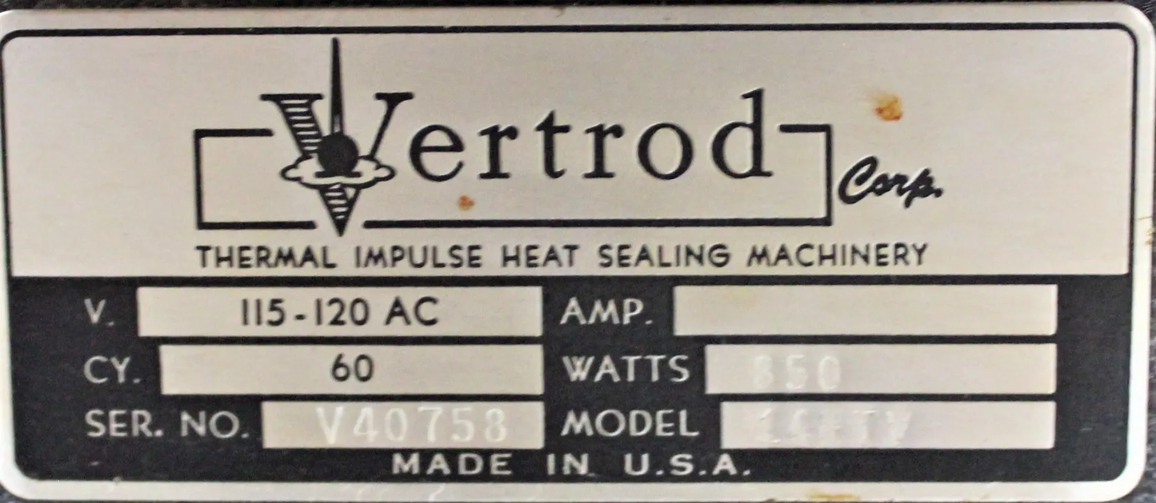 Vertrod 14HTV Thermal Impulse Heat Sealer - Medical Packaging Equipment