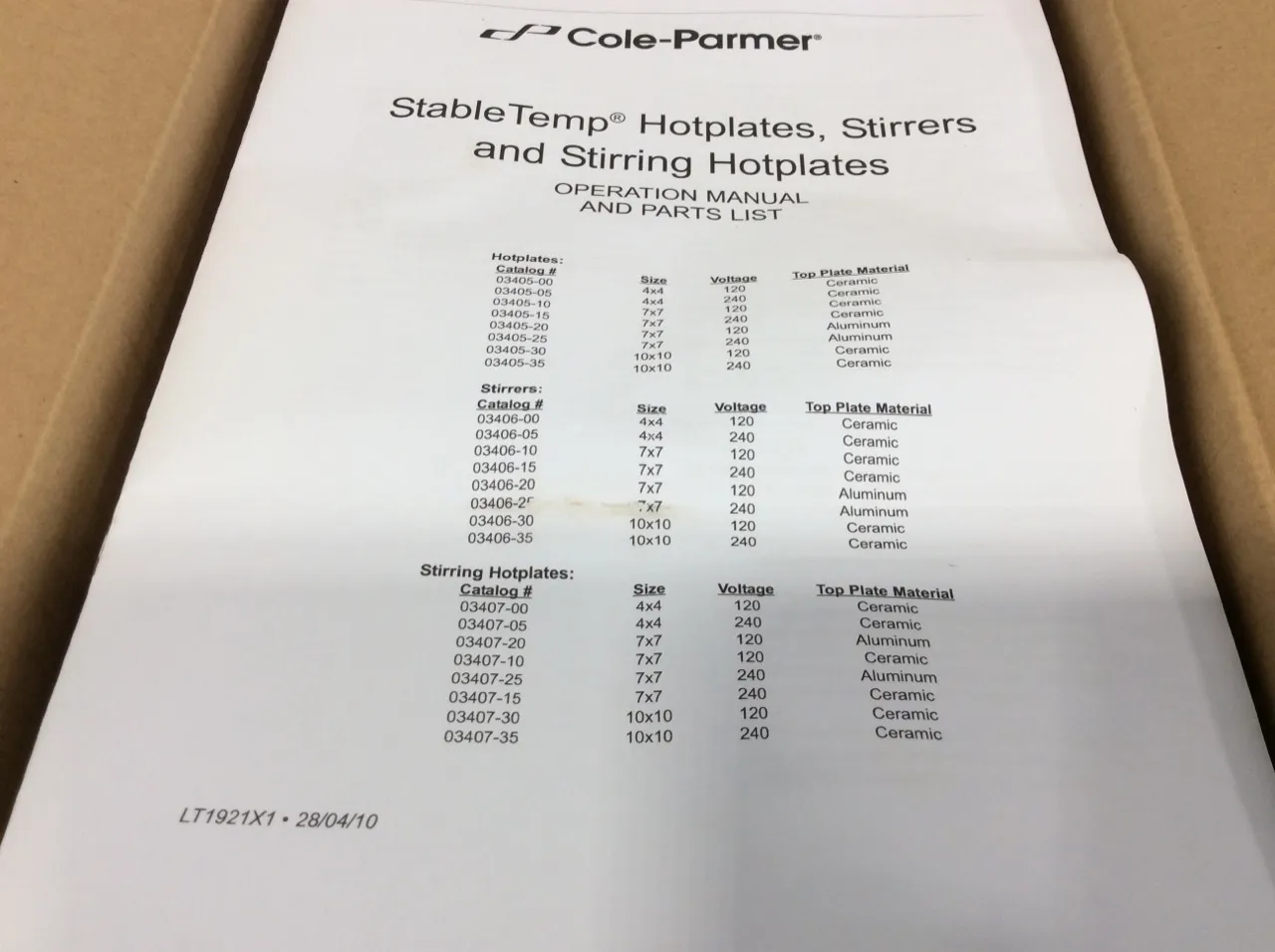 Cole Parmer StableTemp Cat. 03407-05 Laboratory Equipment