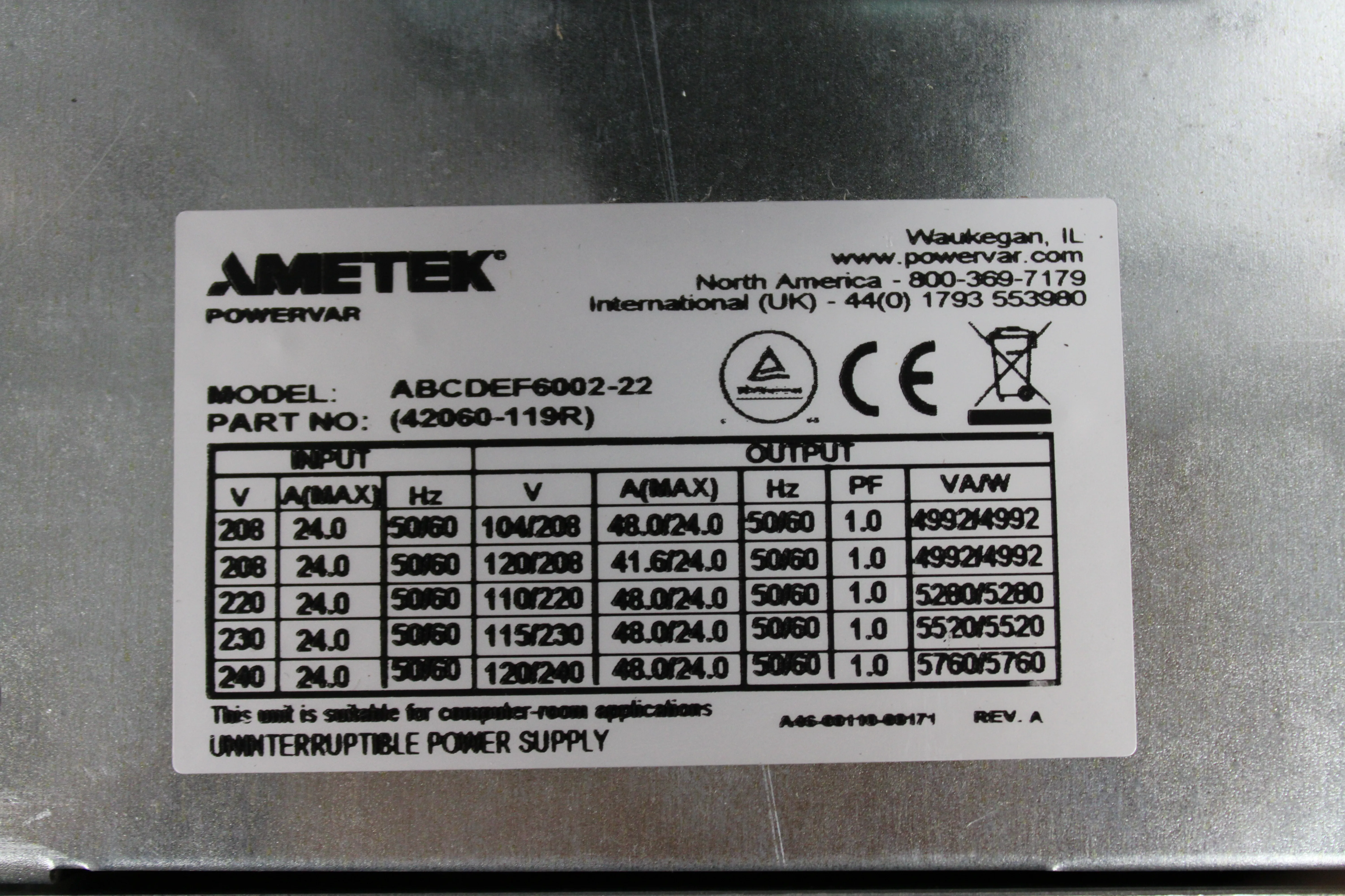 Powervar Security Plus II UPS Power Supply