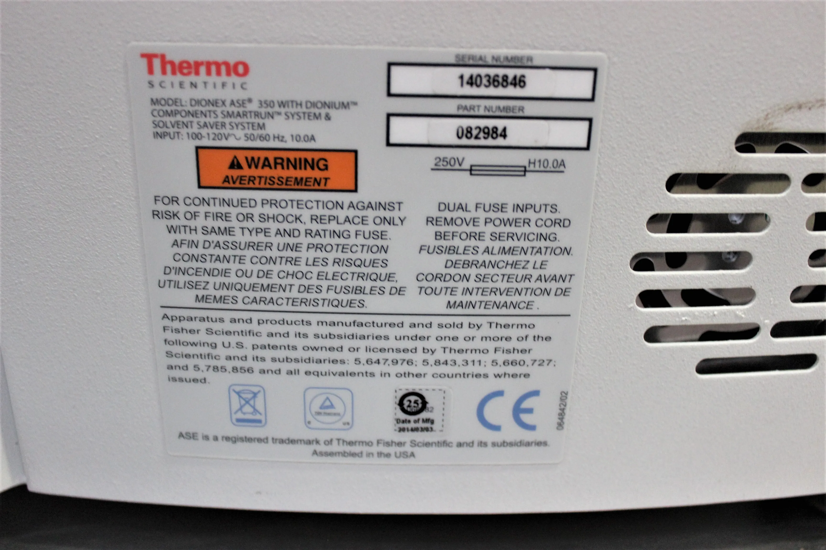 Thermo Dionex ASE 350 Accelerated Solvent Extractor