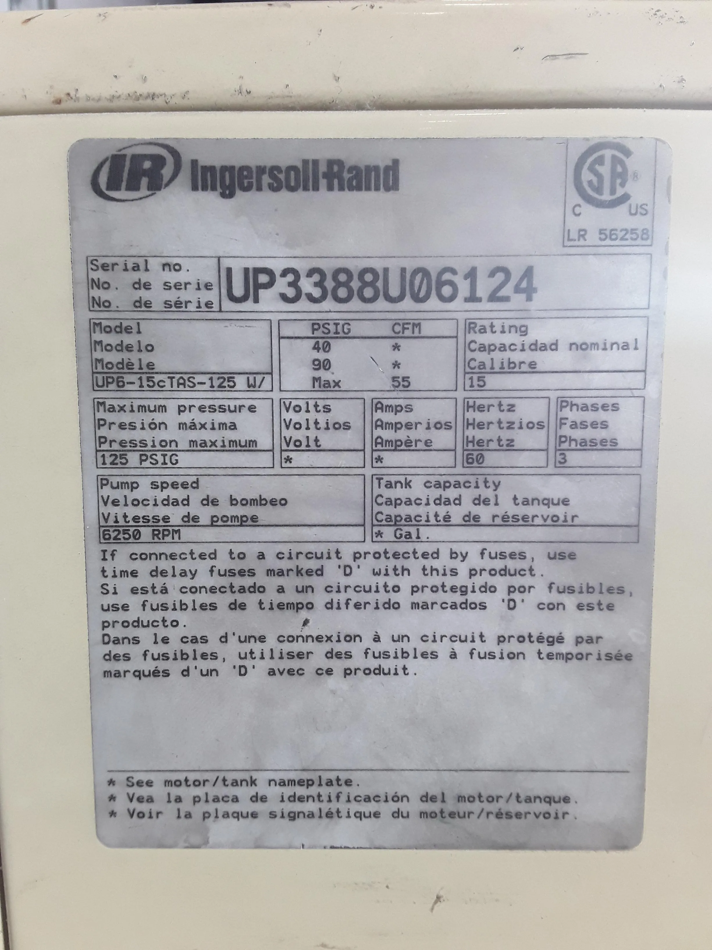 Ingersoll Rand UP6-5TAS-125 230 Rotary Screw Air Compressor