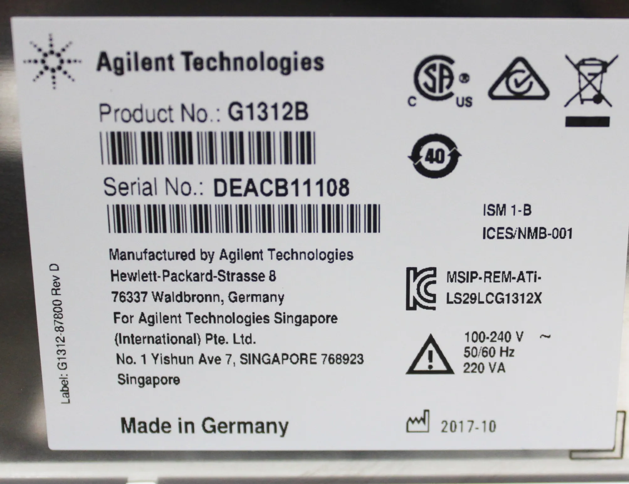 Agilent 1260 Infinity Binary Pump G1312B HPLC FPLC GC CE Class 1