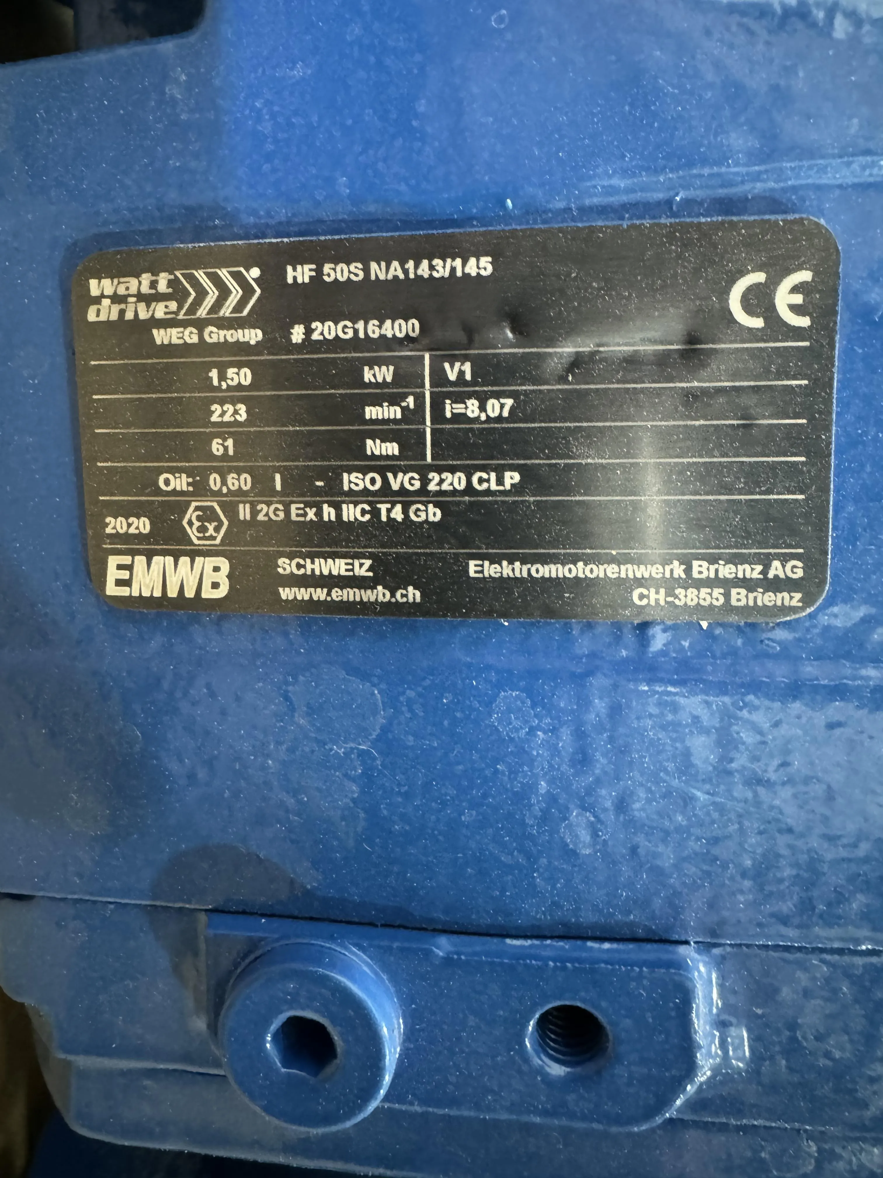 Watt Drive HF 50S NA143/145 20 HP Electric Motor