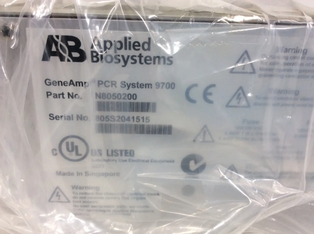 Applied Biosystems GeneAmp PCR System 9700 PCR Thermal Cycler