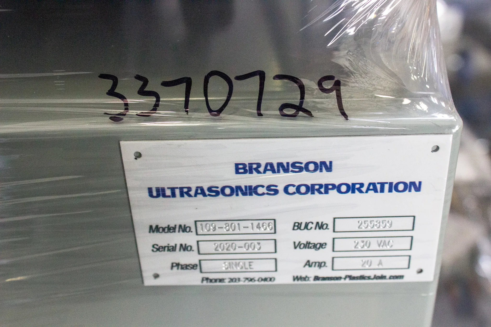 Used Branson 2000X Series Ultrasonic Welder System Model 109-801-1466