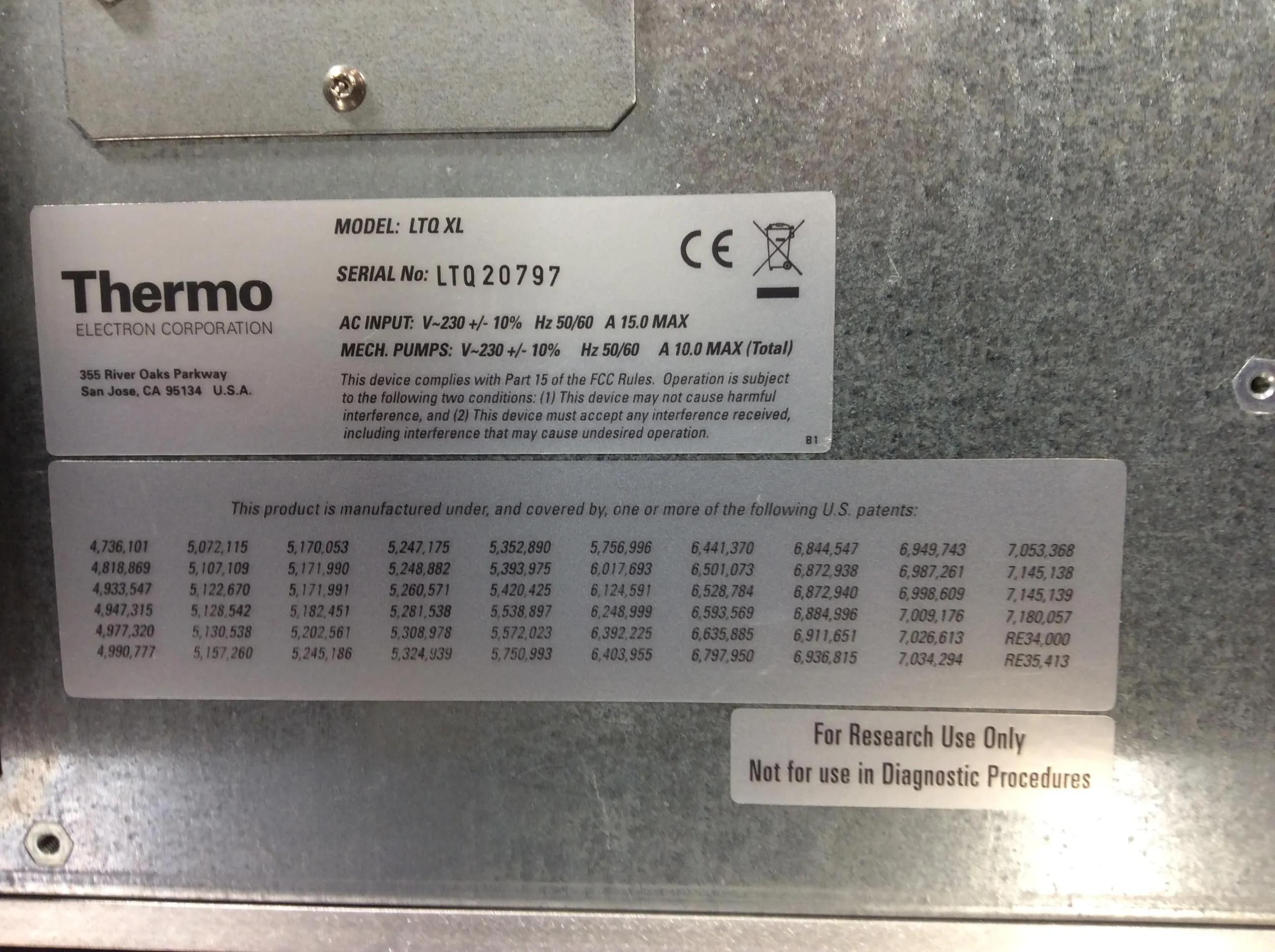 Thermo Fisher LTQ XL Mass Spectrometer