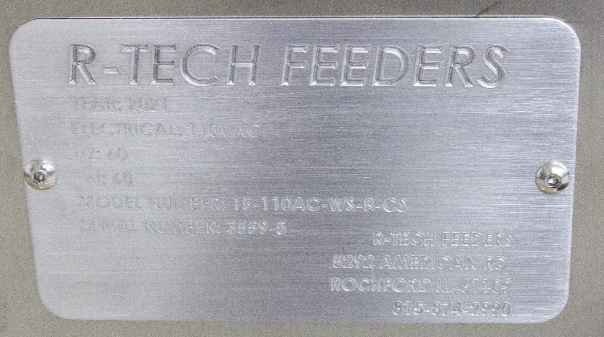 R-Tech Feeders Vibratory Bowl Feeder Model 15-110AC-WS-B-CS Slider Feed System