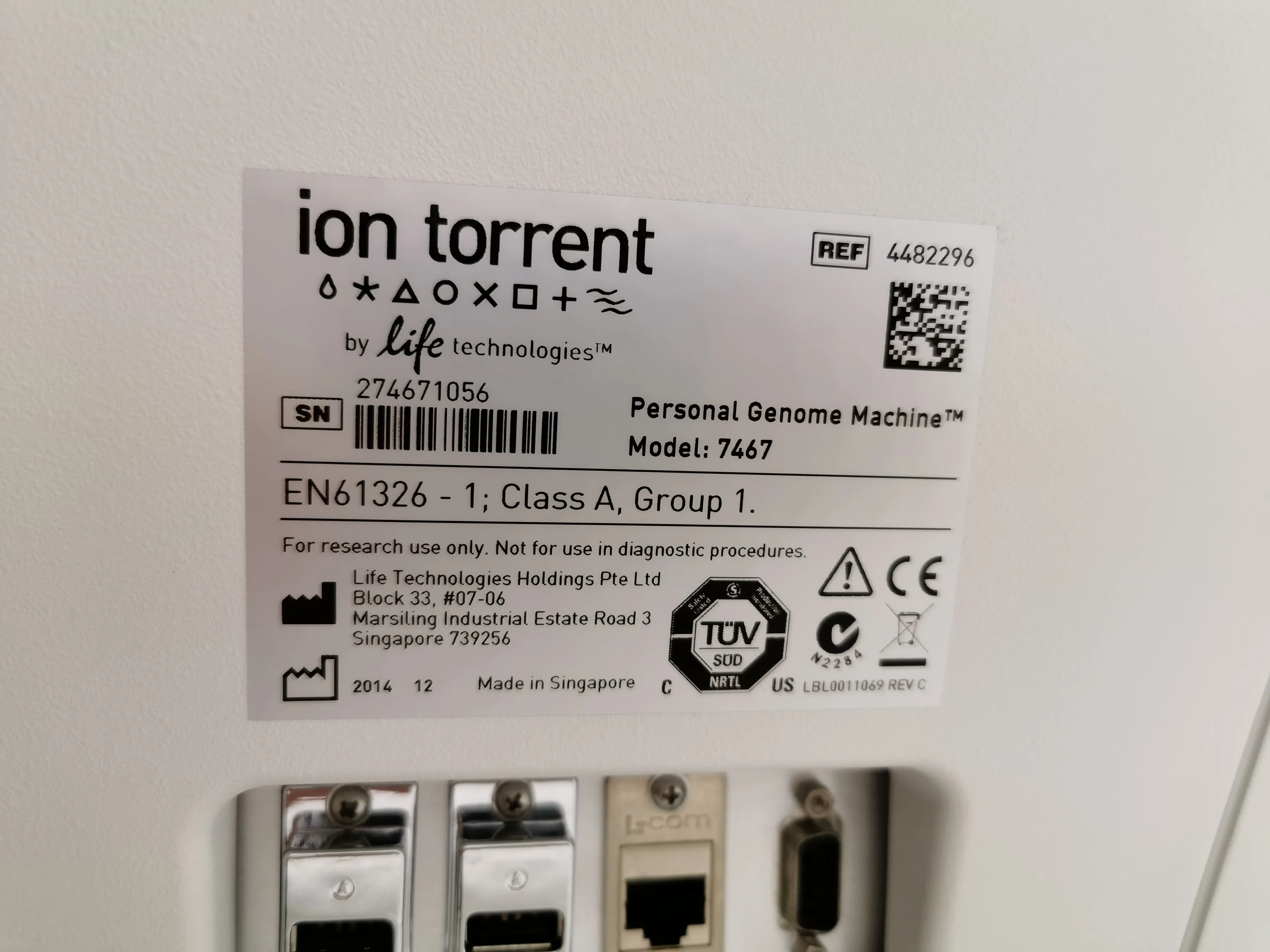 Ion Torrent 7467 Personal Genome PGM System