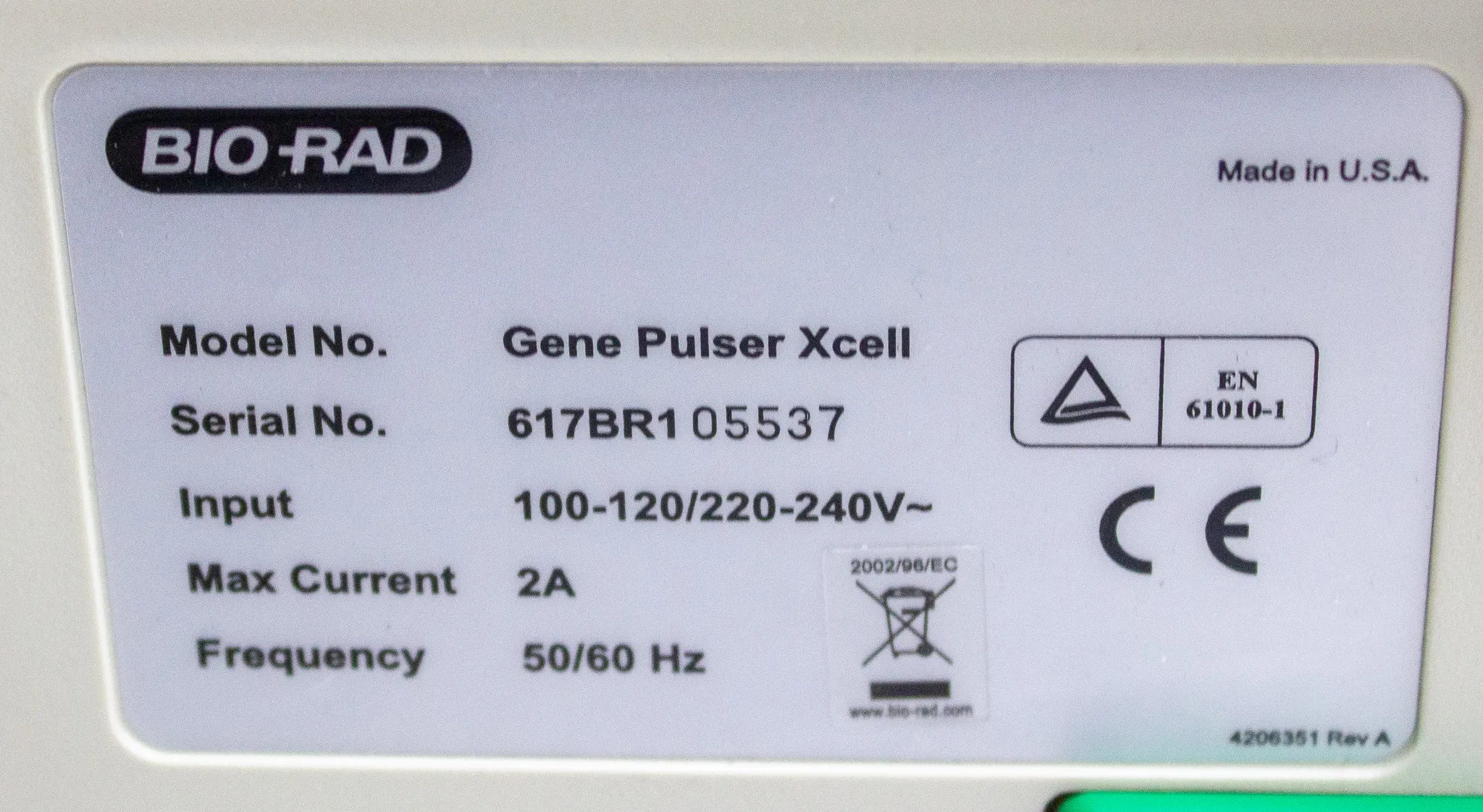 BIO-RAD Gene Pulser Xcell Eukaryotic Electroporation System 1652661