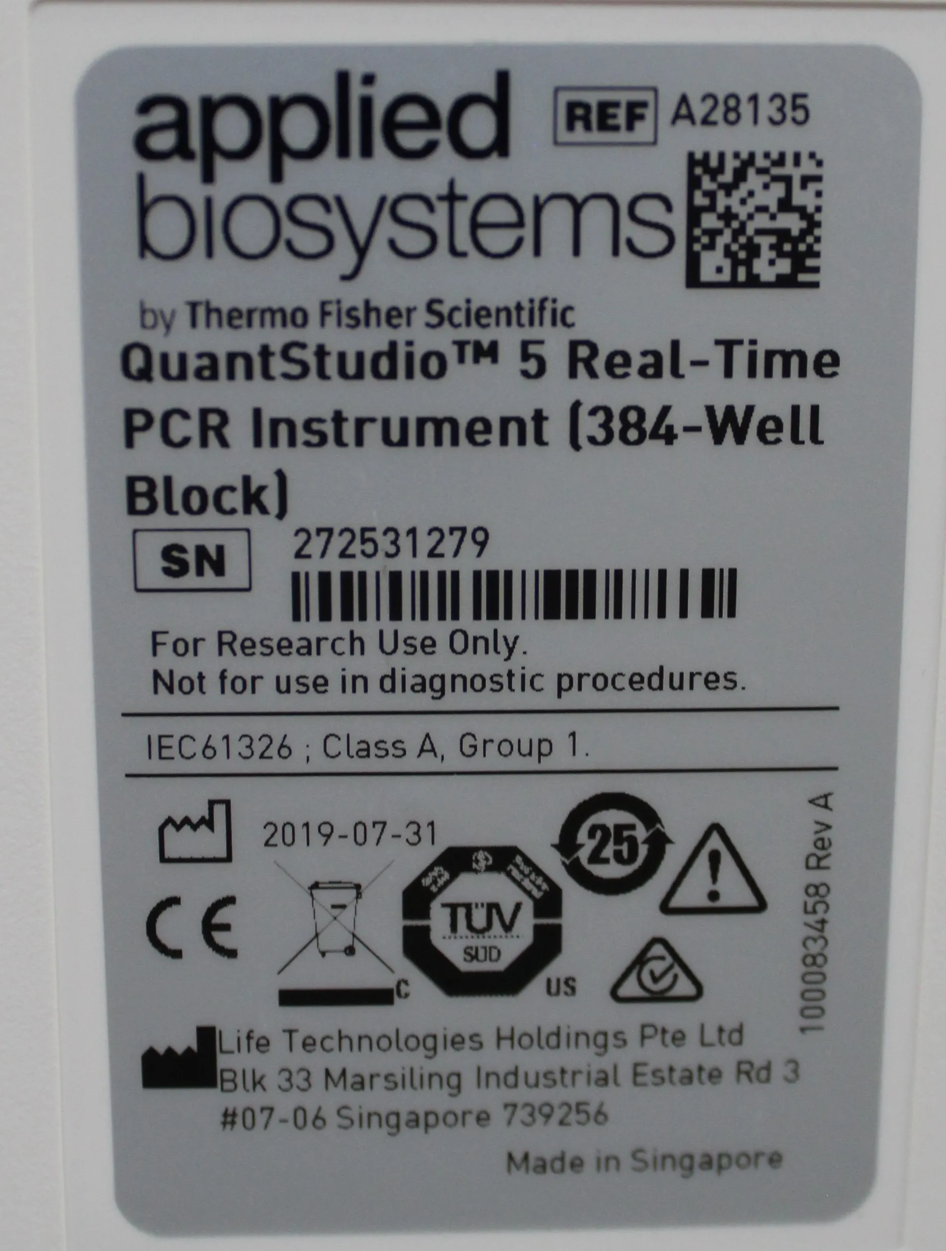 Applied Biosystems QuantStudio 5 Real-Time PCR 384-Well Block A28135