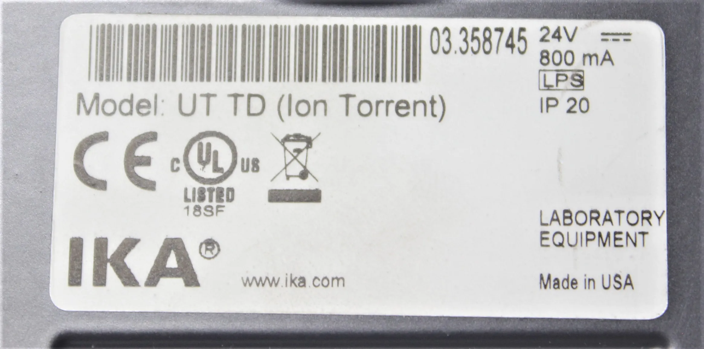 Ion Torrent Ultra-Turrax Tube Drive UT TD 1100 rpm Vortexer / Rotator / Shaker