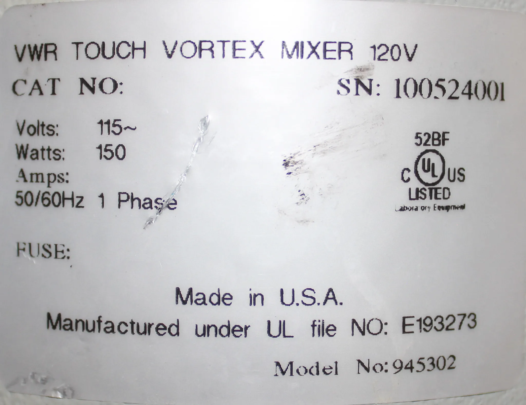 VWR Touch Vortex Mixer Model: 945302