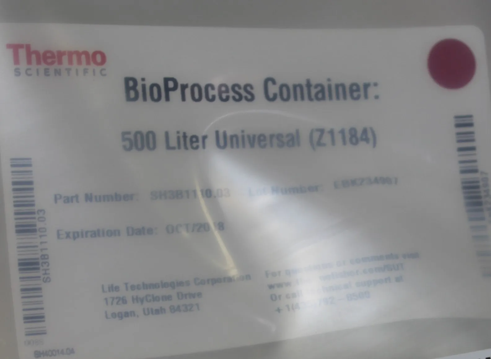 Thermo Scientific Bioprocess Container 500L Universal SH3B1110.03