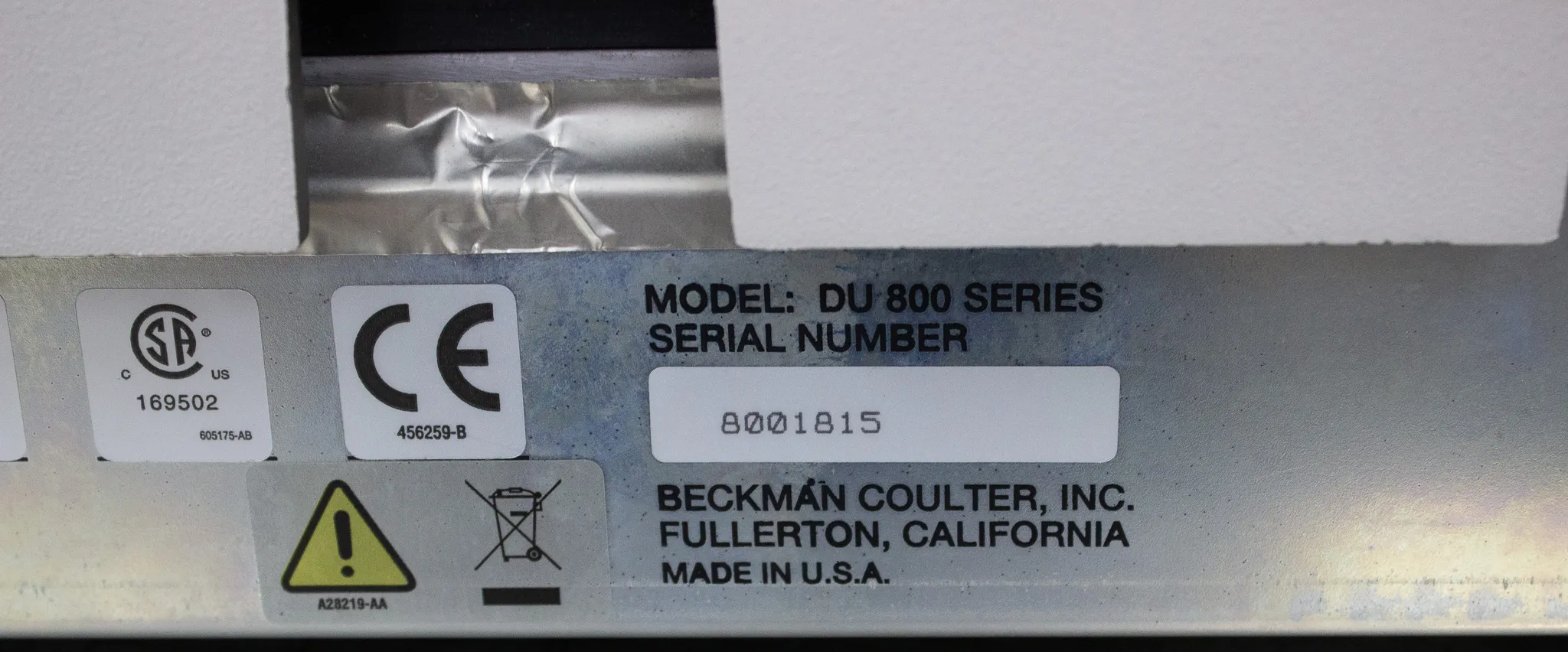 Beckman Coulter DU 800 UV-Vis Spectrometer