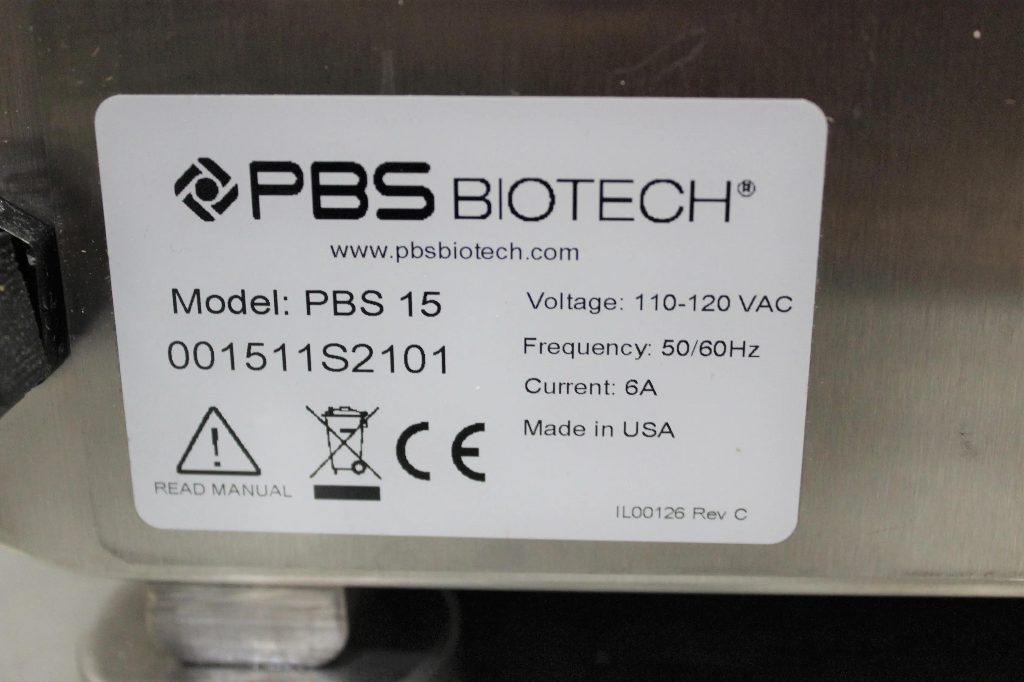 PBS BioTech PBS 15 Bioreactor, Used, 30-Day Warranty