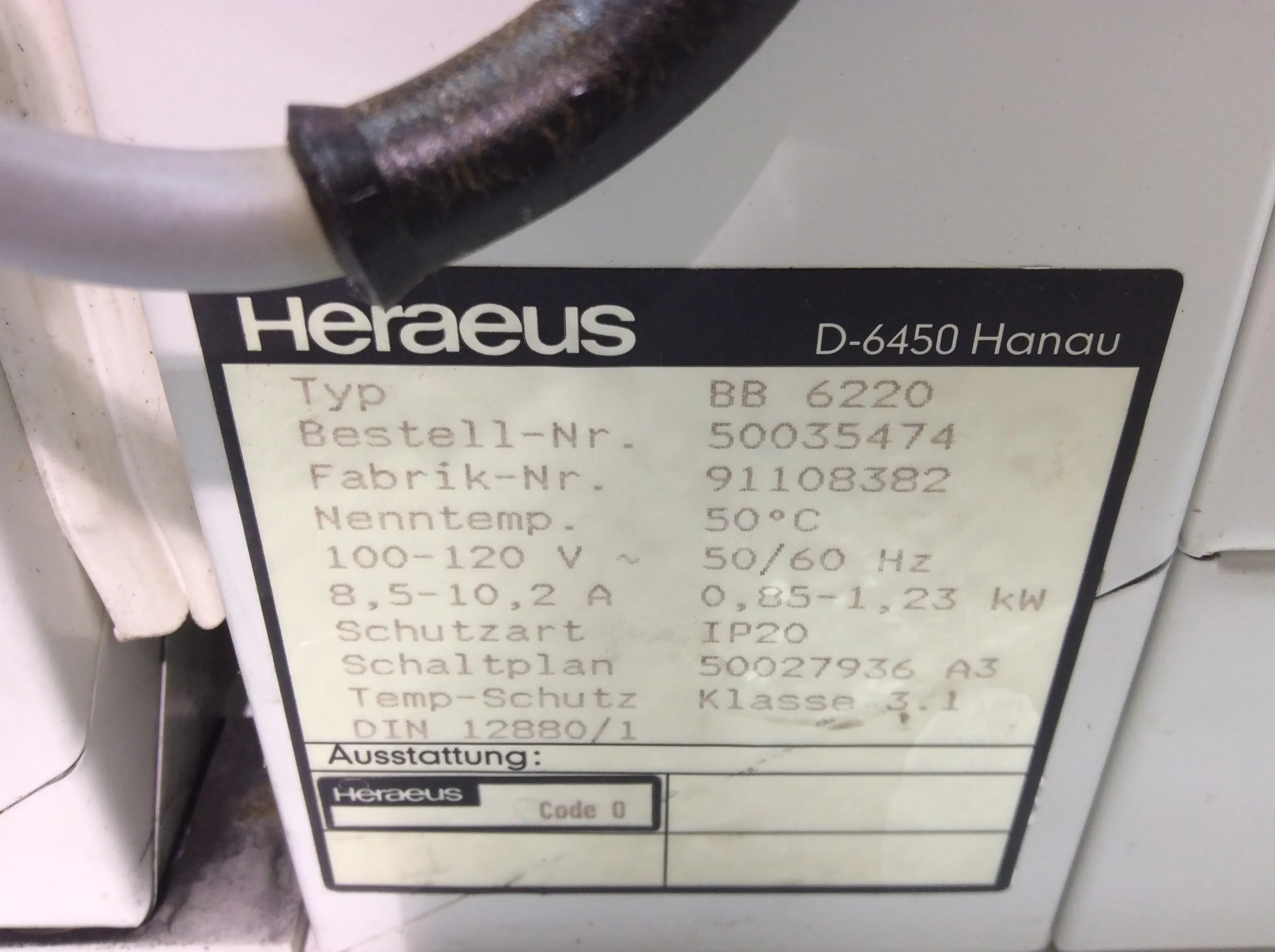 Heraeus BB 6220 Gas Jacketed CO2 Incubator