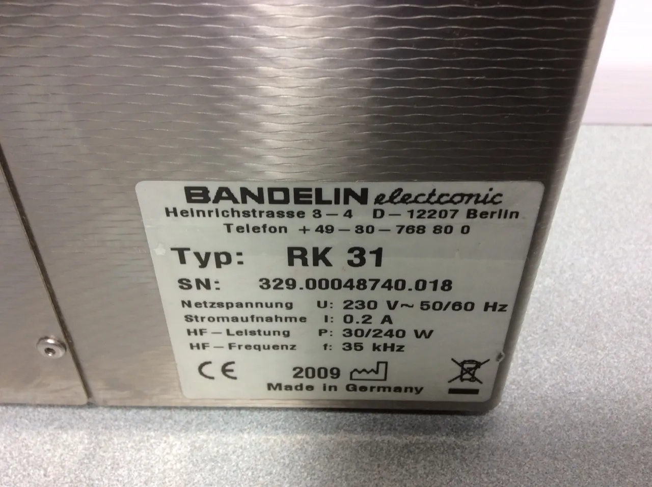 Bandelin Sonorex RK31 Ultrasonic Bath