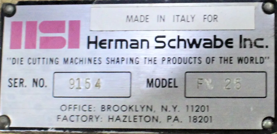 Used Herman Schwabe Inc. FN 25 Laboratory Cutting Press 25 Ton