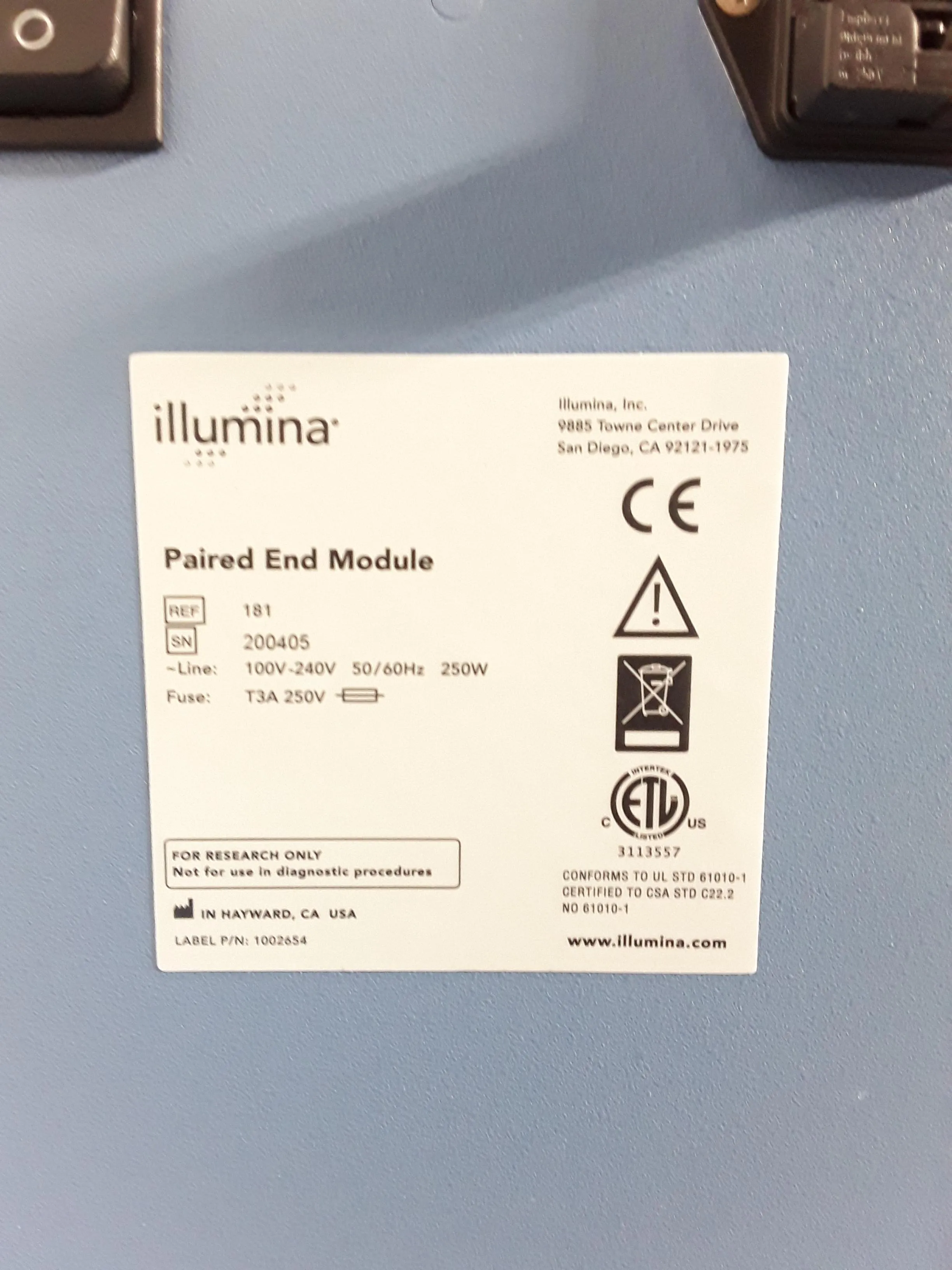 Illumina Analyzer IIx/1206/ Paired End Module 181 DNA Sequencer