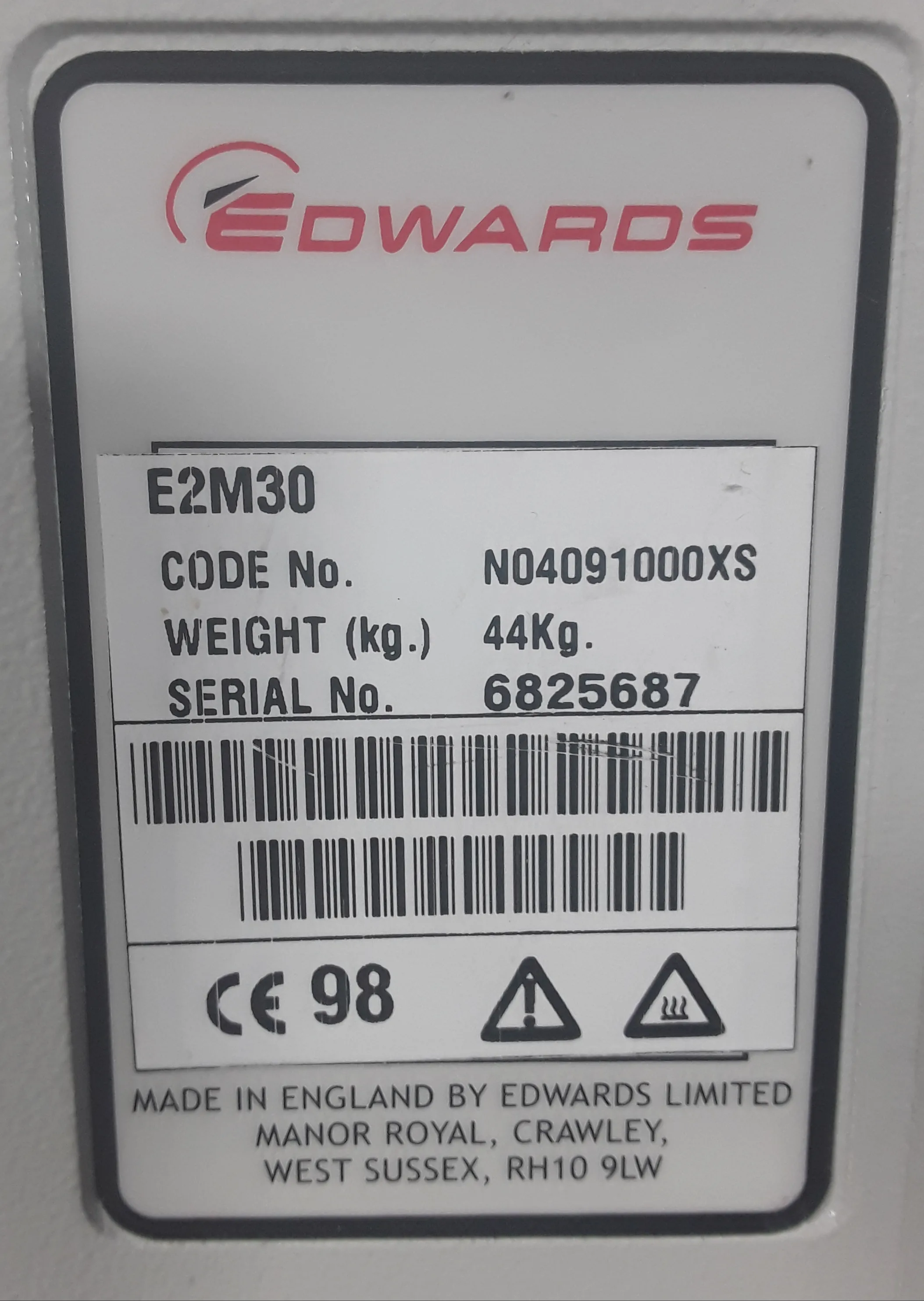 Edwards E2M30 Dual Stage Rotary Vacuum Pump