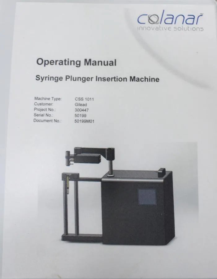 Colanar Innovative S. syringe Plunger Insertion Machine CSS 1011