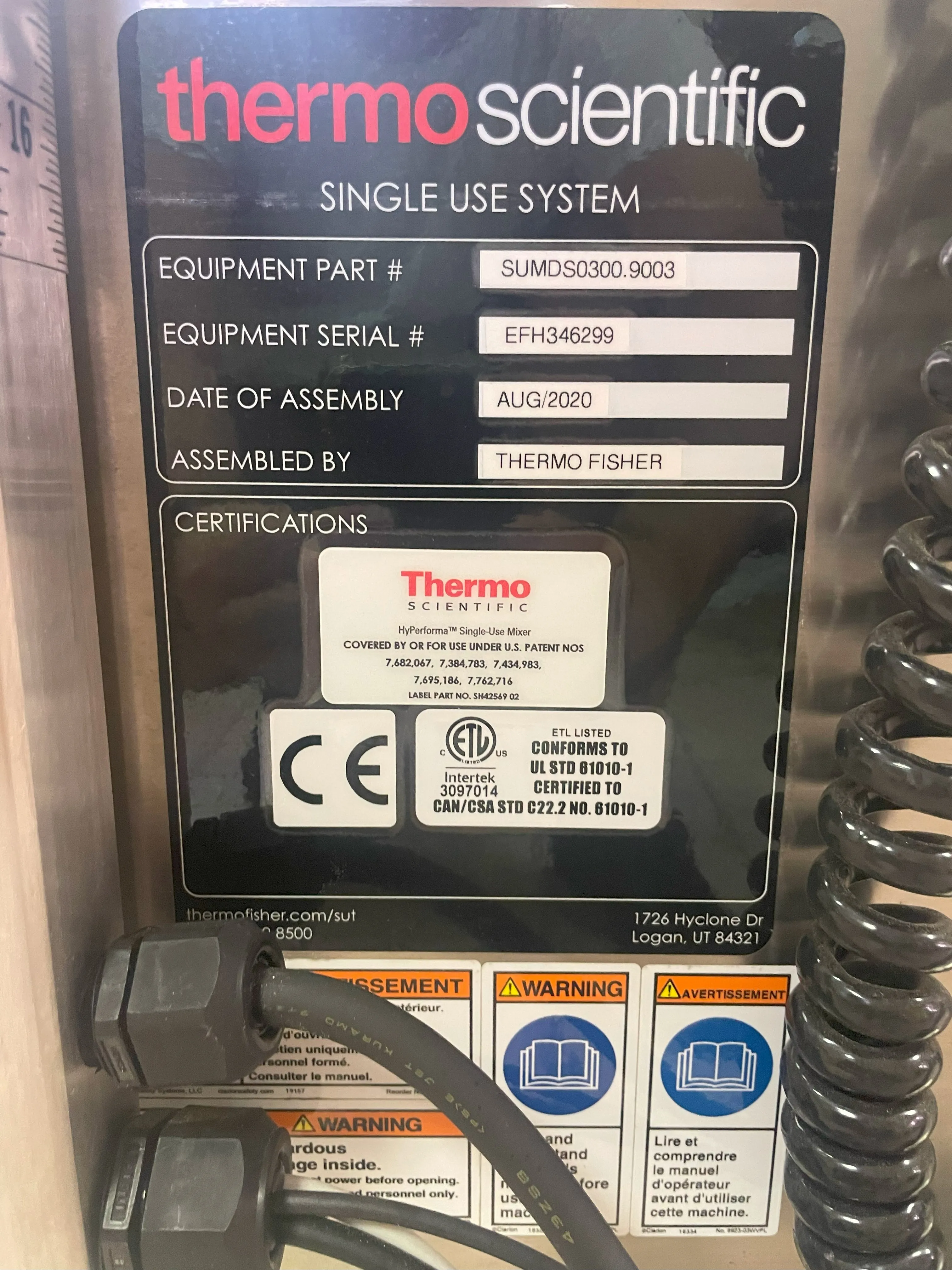 ThermoFisher HyPerforma Single-Use Mixer DS-0300 Laboratory Equipment