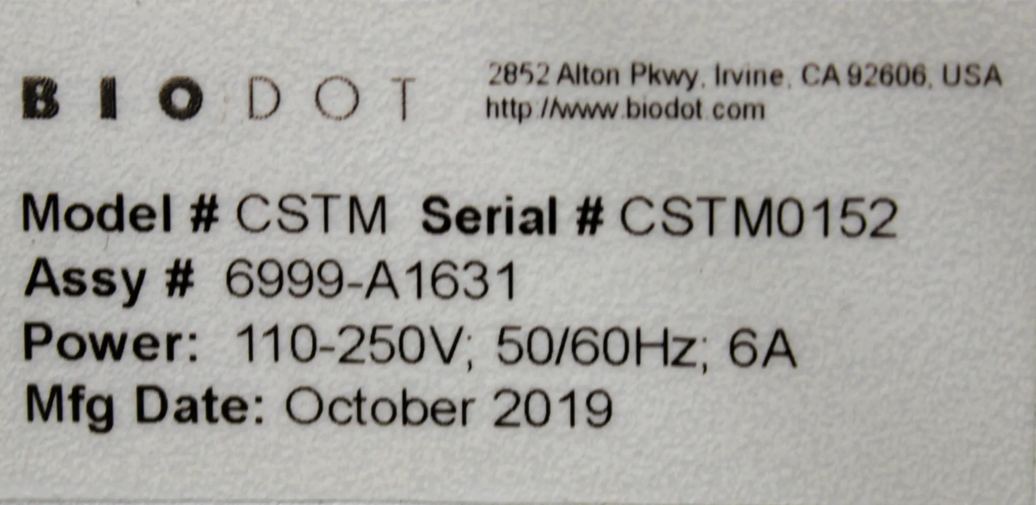 BIODOT CSTM 6999-A1631 Automatic Liquid Handler