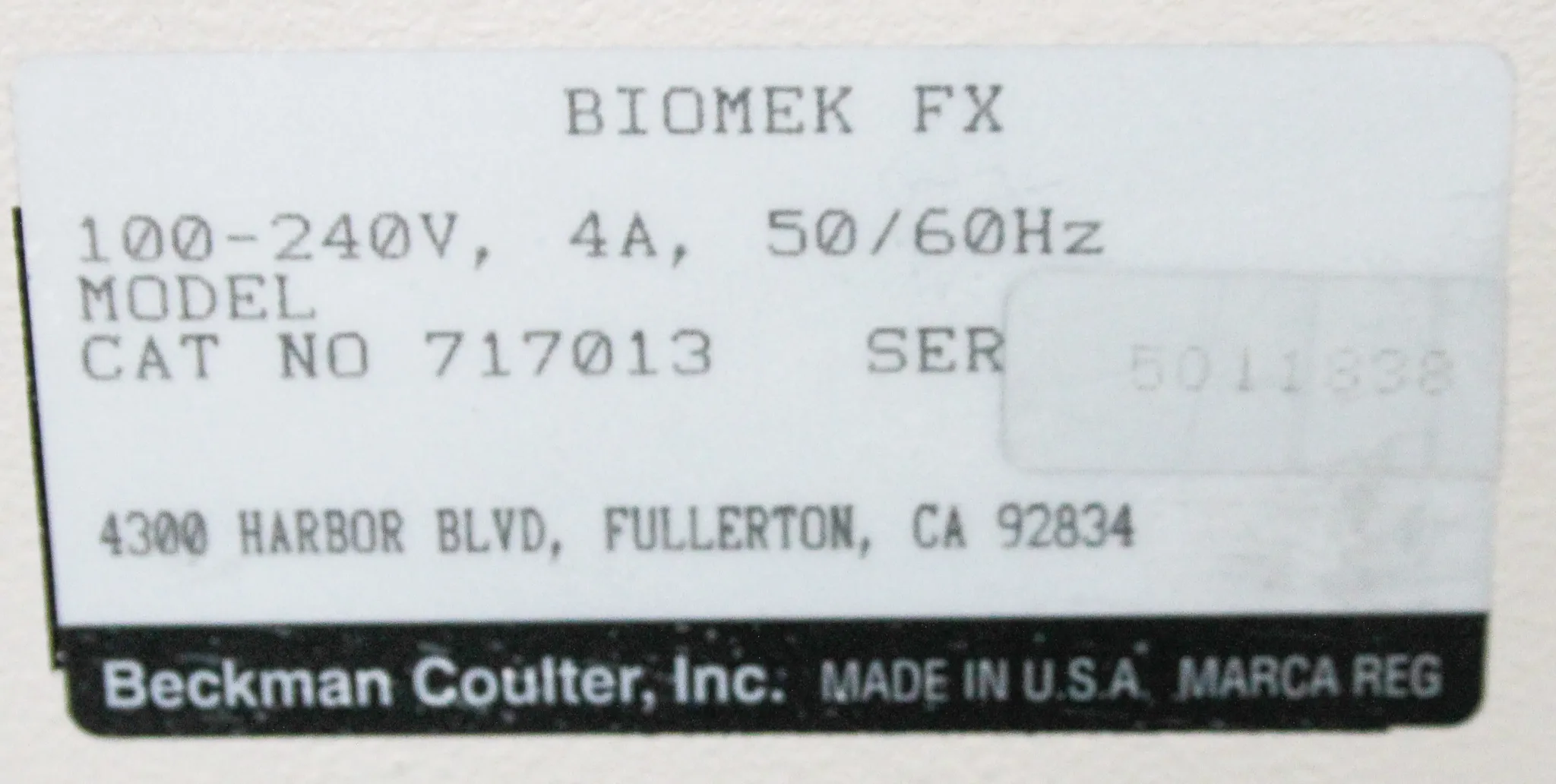 Beckman Coulter Biomek FX Automated Liquid Handler Cat# 717013 w/ Multichannel 96 Head & Span-8