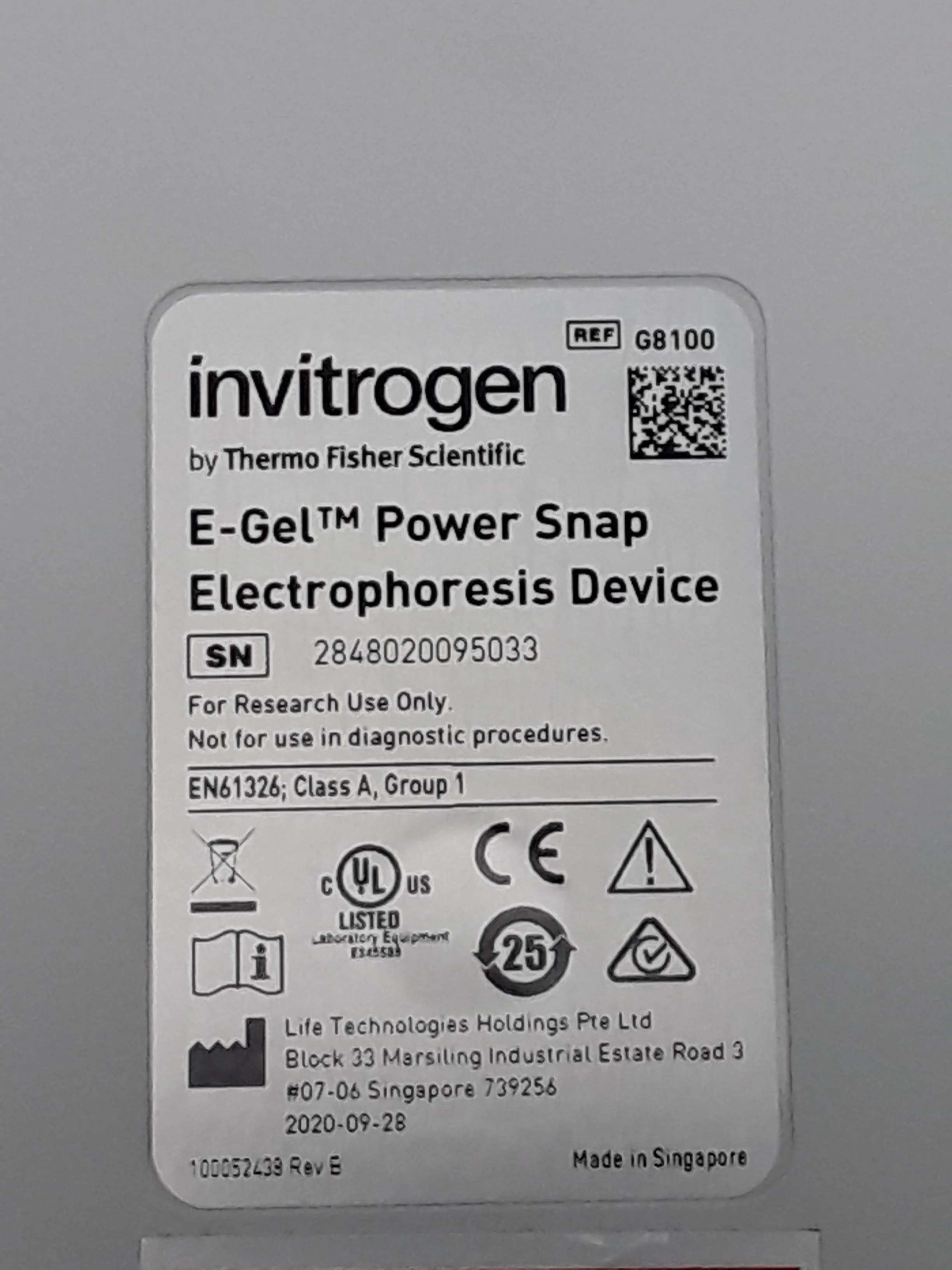 Invitrogen E-GEL Power Snap Electrophoresis Device