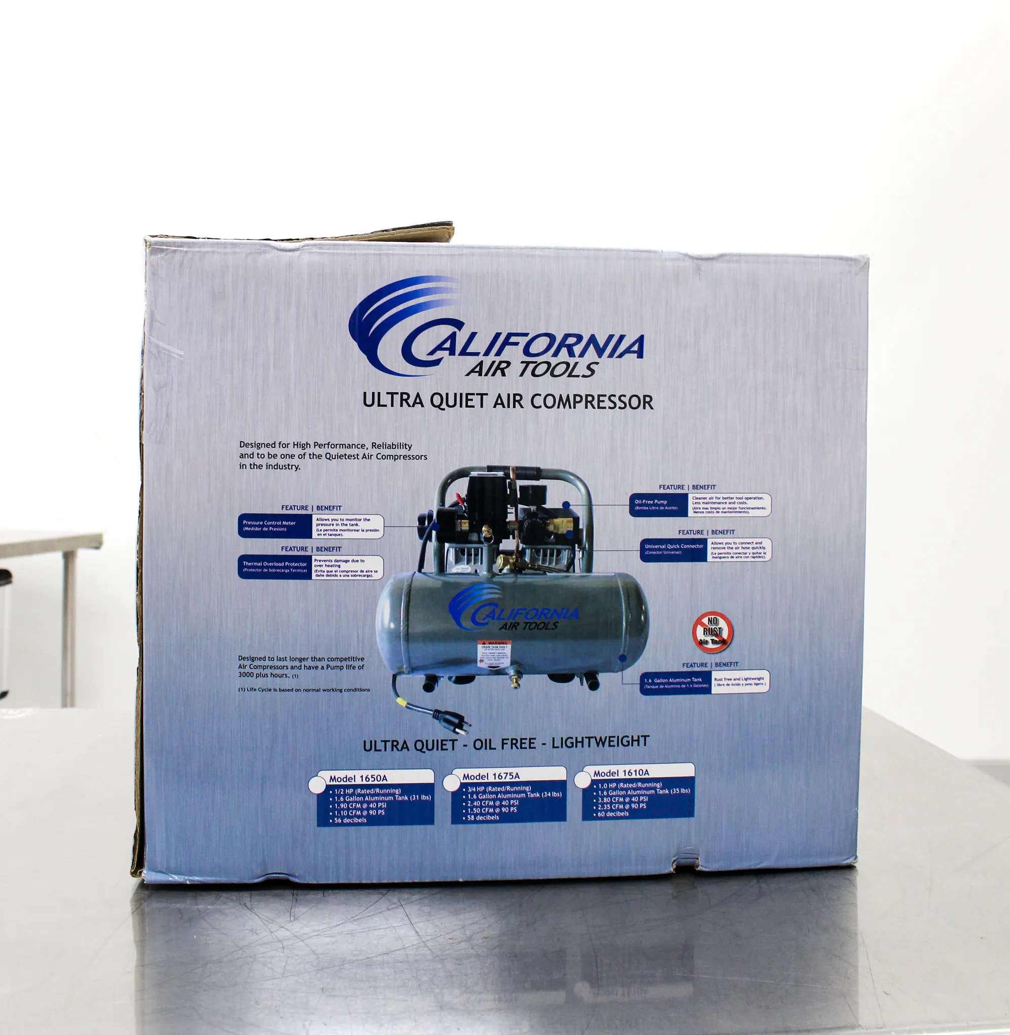 California Air Tools 1610A Ultra Quiet Oil-Free Air Compressor 1.6 Gallon