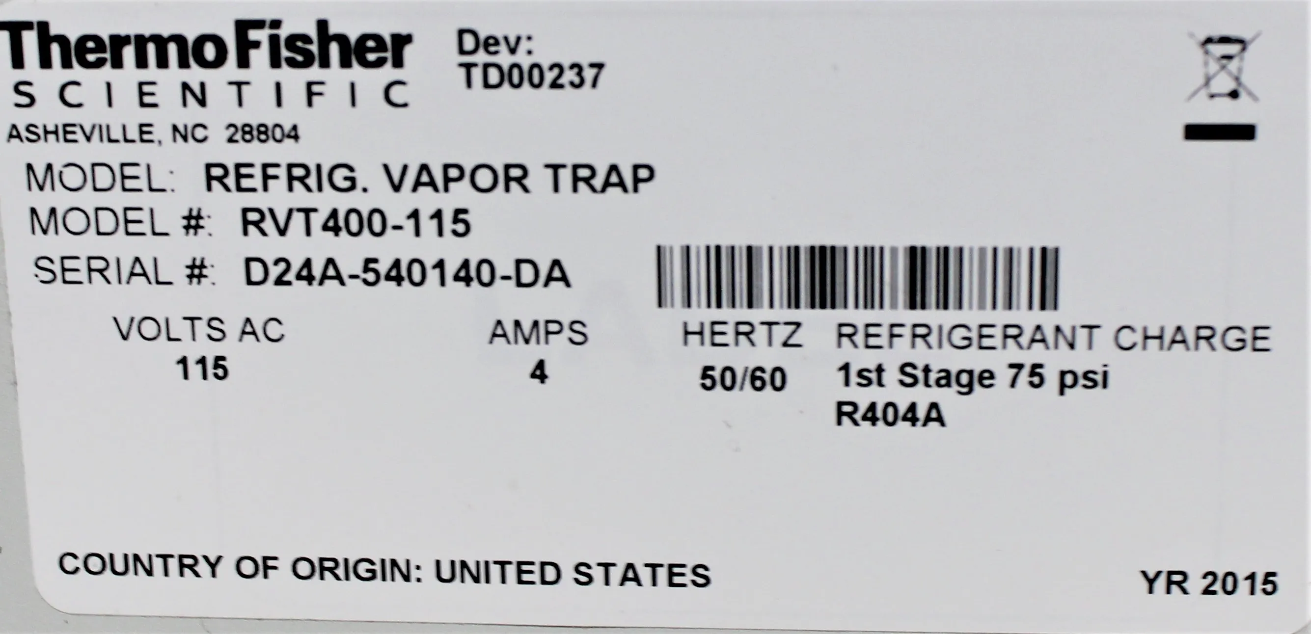 Thermo Fisher RVT400-115 Vapor Trap