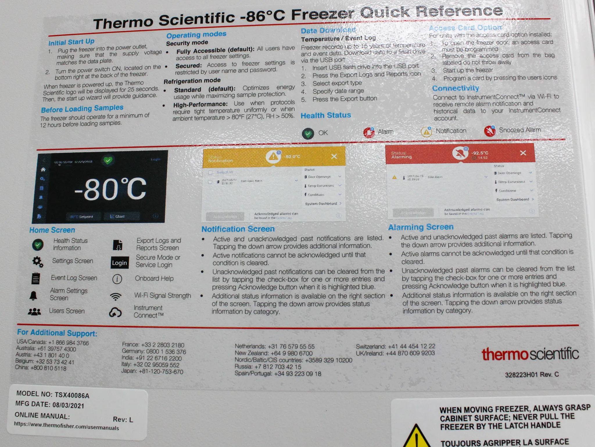 Thermo Scientific TSX40086A Ultra Low Temperature -80c Freezer