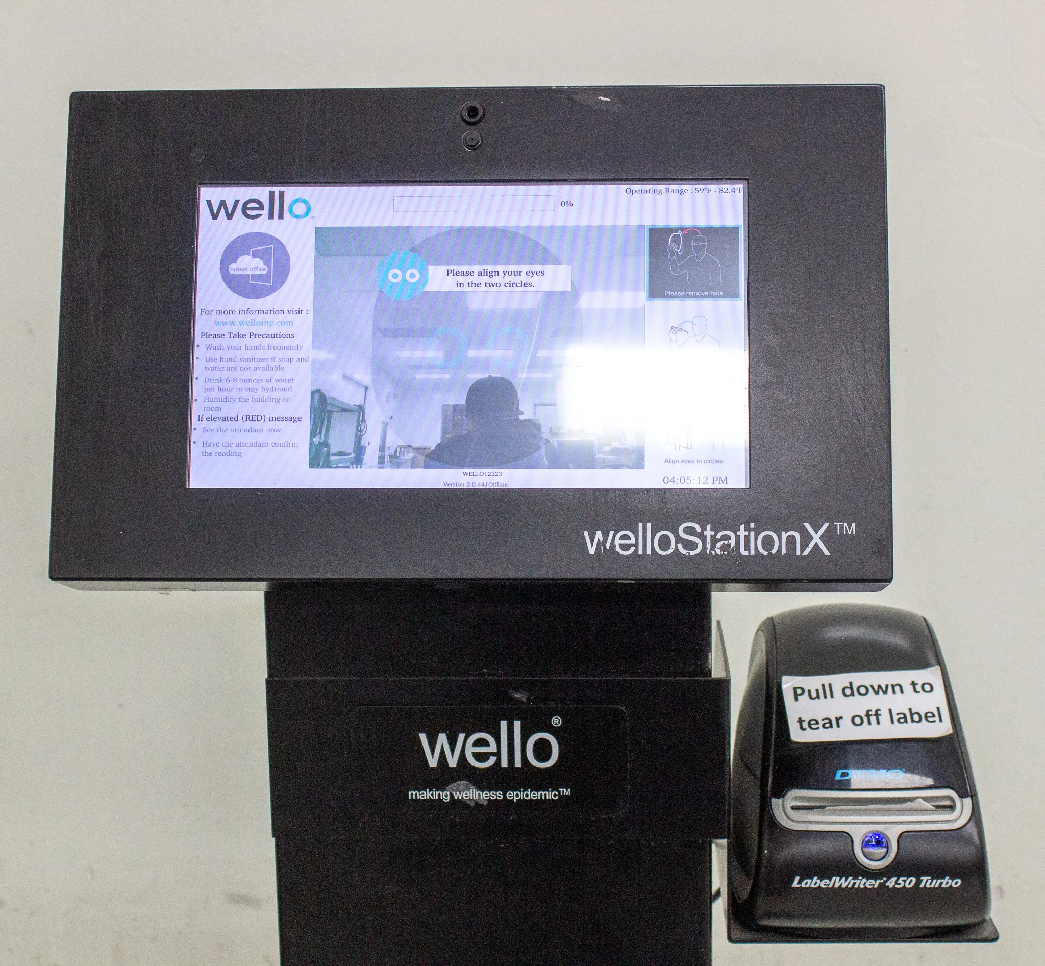 Wello Temperature Screening Station Non-Contact Thermometer Wello Station X Kiosk - AS/IS